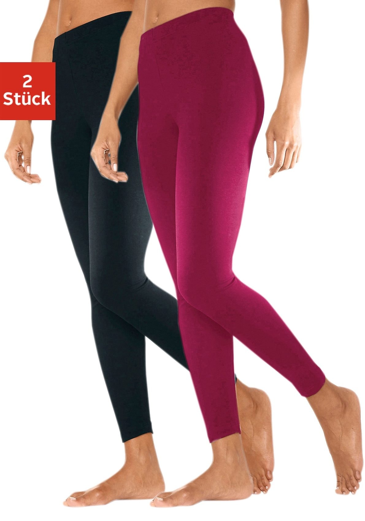 Vivance active Leggings, (2er-Pack), mit Gummibund, Loungewear