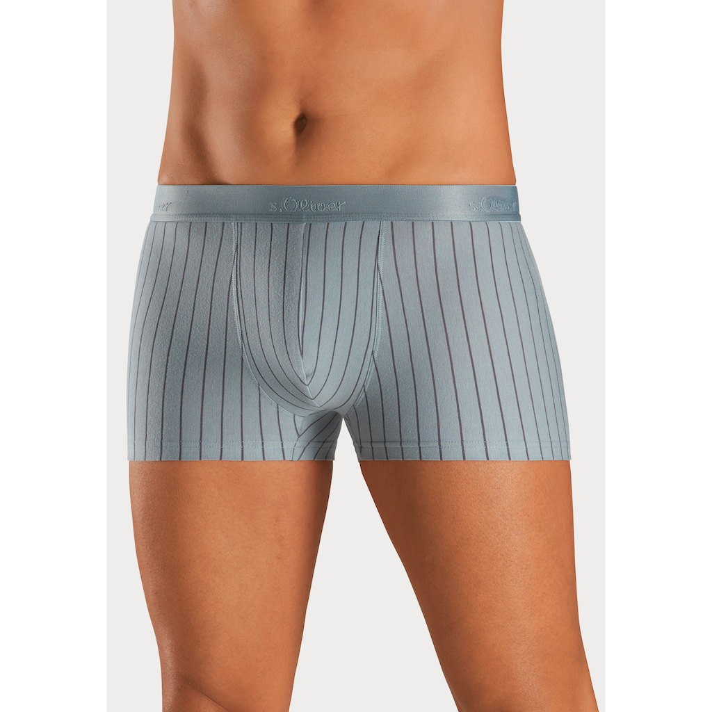 s.Oliver Boxer »Boxershorts für Herren«, (Packung, 3 St.), in Streifen und Uni aus Baumwoll-Mix