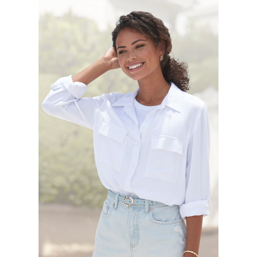 Vivance Hemdbluse, aus softer Lyocellqualität, luftige Damenbluse, casual-chic