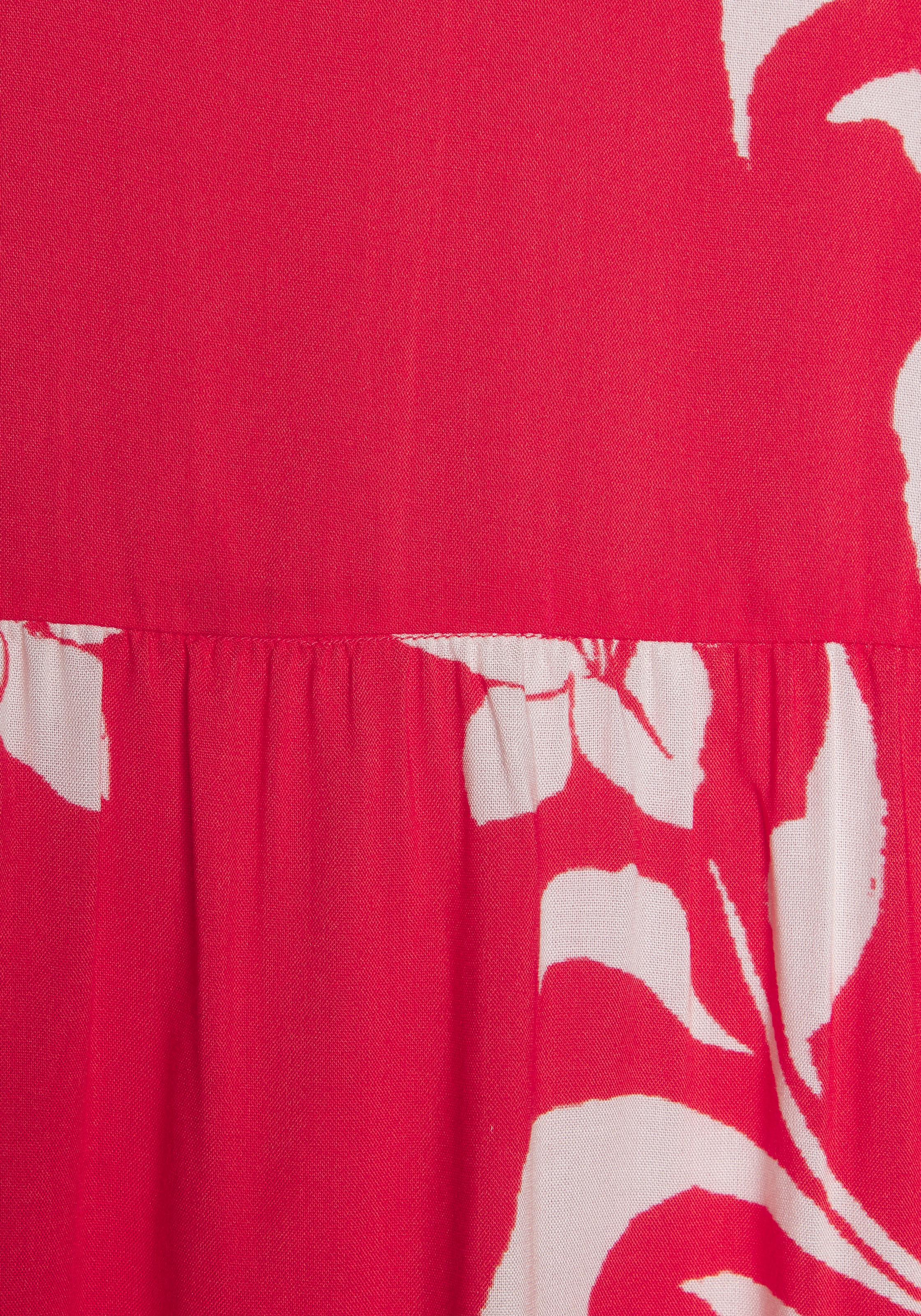 LASCANA Sommerkleid mit Blumenprint und süssen Flügelärmeln, Sommerkleid, Strandkleid