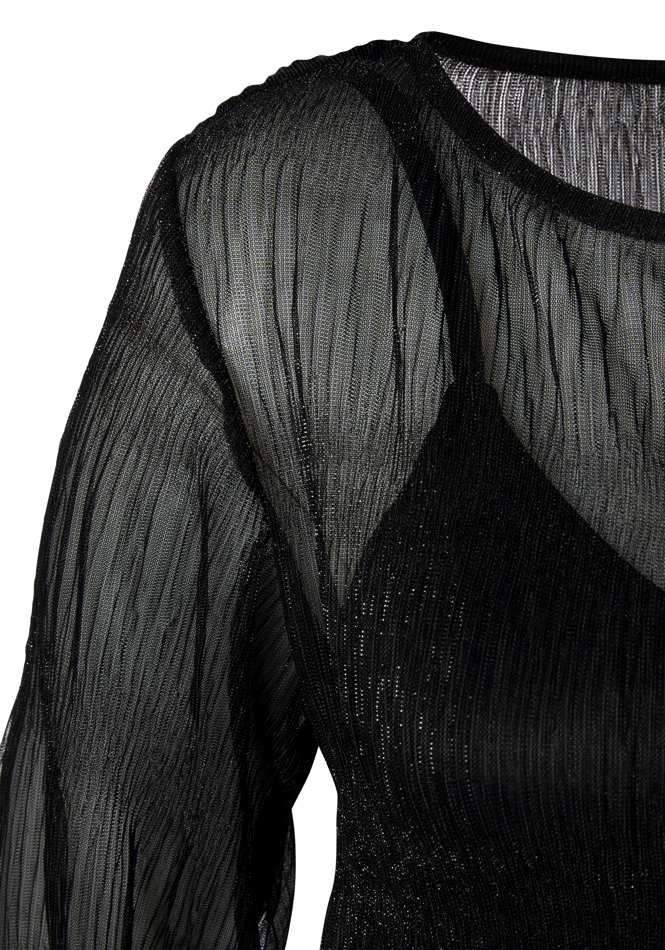 LASCANA Langarmbluse, (Set, mit Top), in transparentem Metallic-Look