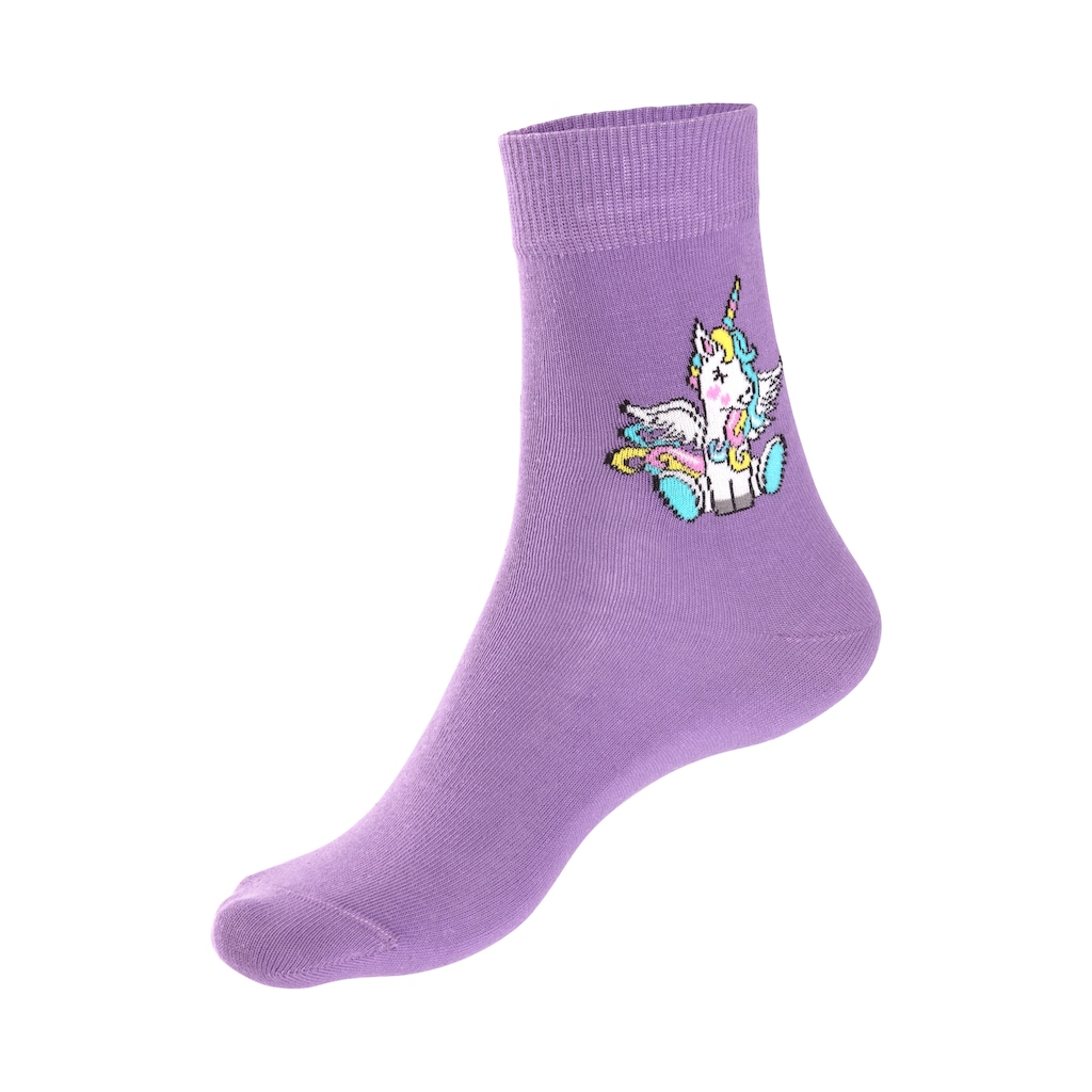 H.I.S Basicsocken, (Packung, 4 Paar), mit Einhorn Motiven