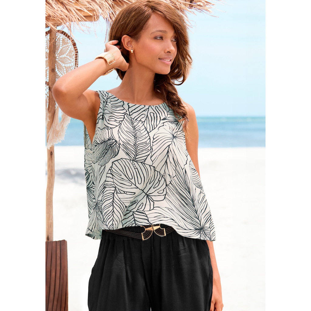 s.Oliver Blusentop, aus gekreppter Viskose, sommerliches Blusenshirt mit Alloverprint