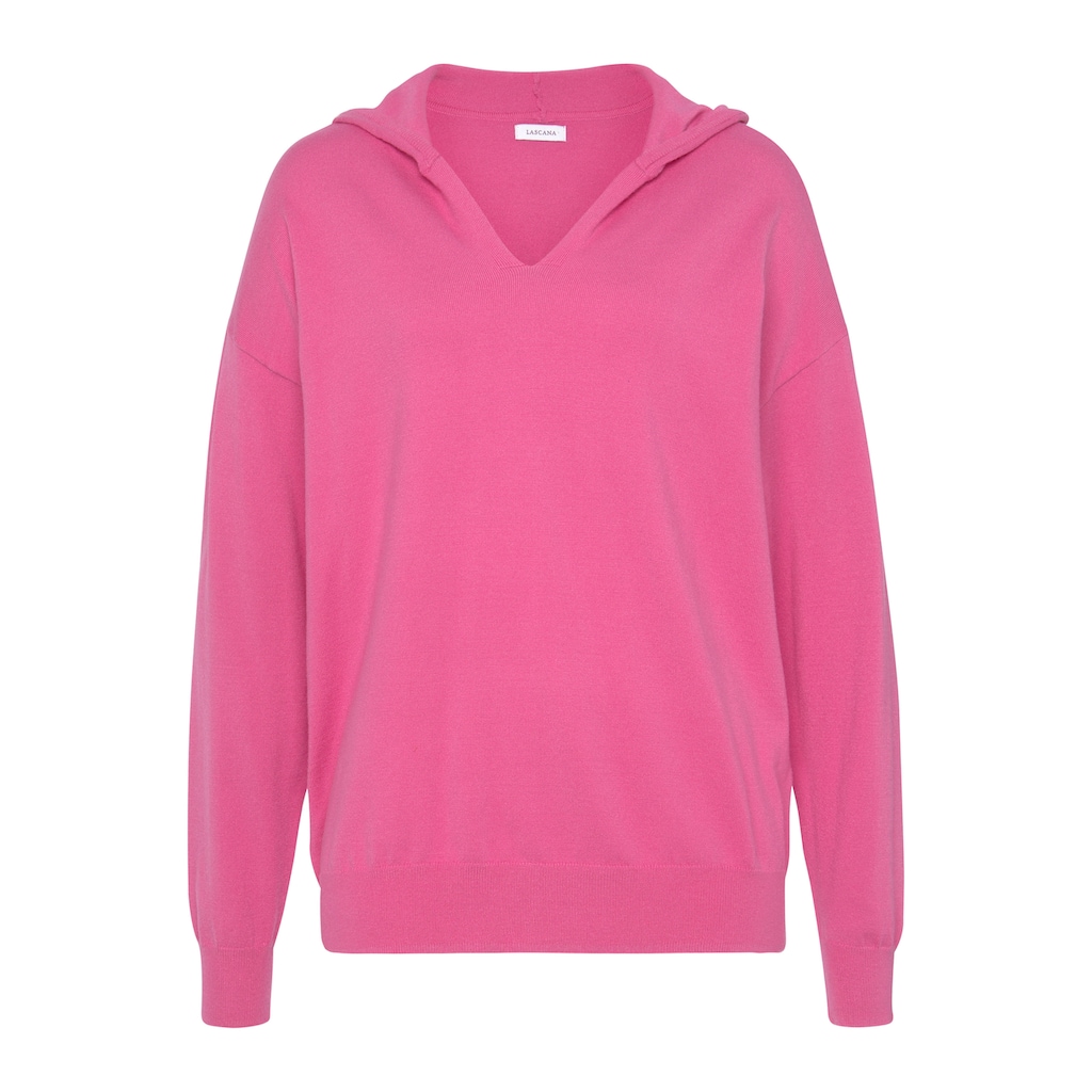 LASCANA Strickpullover, Kapuzensweatshirt aus weicher Viskosemischung, Loungewear