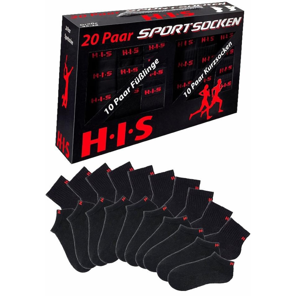H.I.S Kurzsocken, (Set, 20 Paar), und Sneakersocken mit Frottee