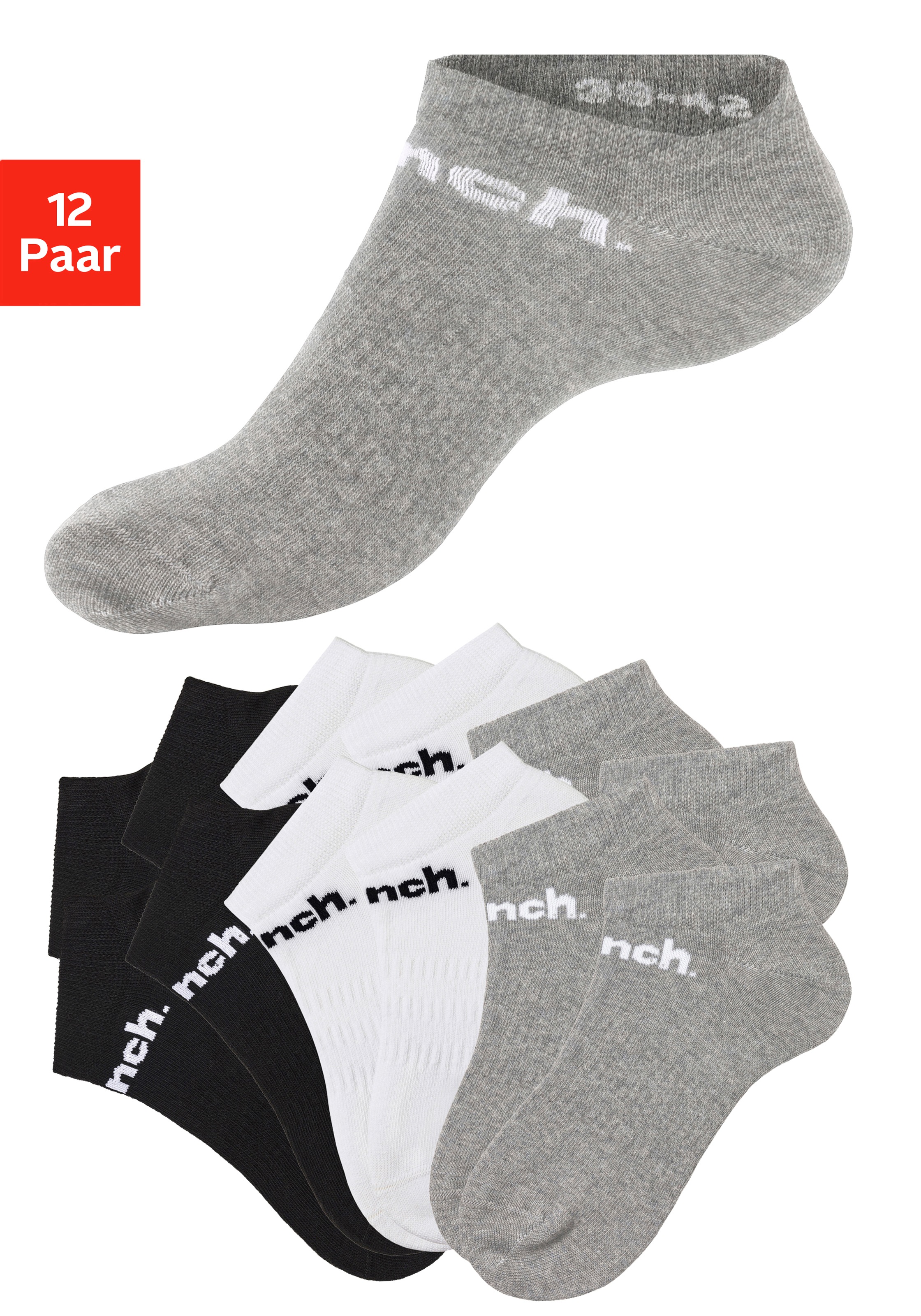 Bench. Sportsocken Packung, 12 Paar tlg. Sneakersocken mit klassischem Logoschriftzug