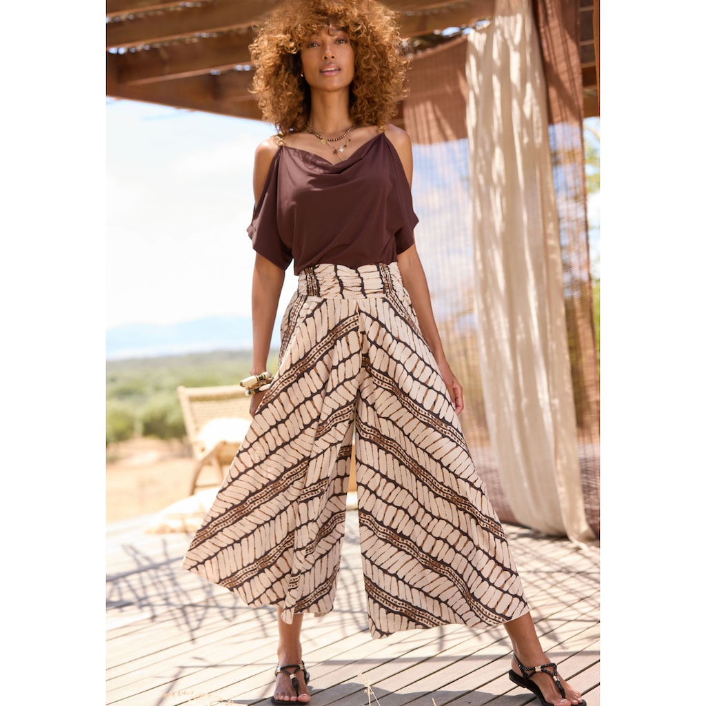 LASCANA Hosenrock, mit Alloverdruck, Culotte, extraweites Bein