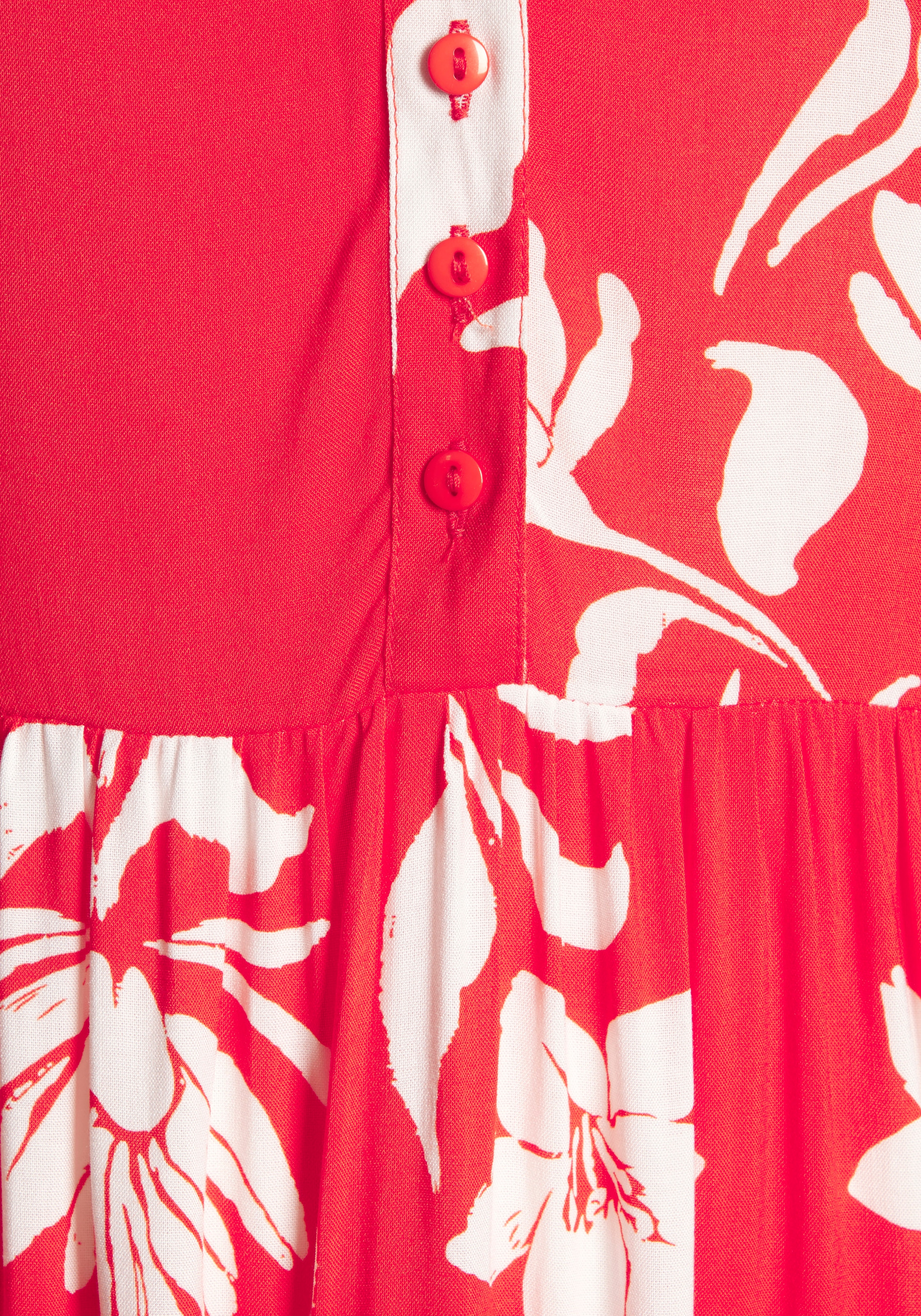 LASCANA Maxi robe avec imprimé floral et patte de boutonnage, robe d'été, robe de plage