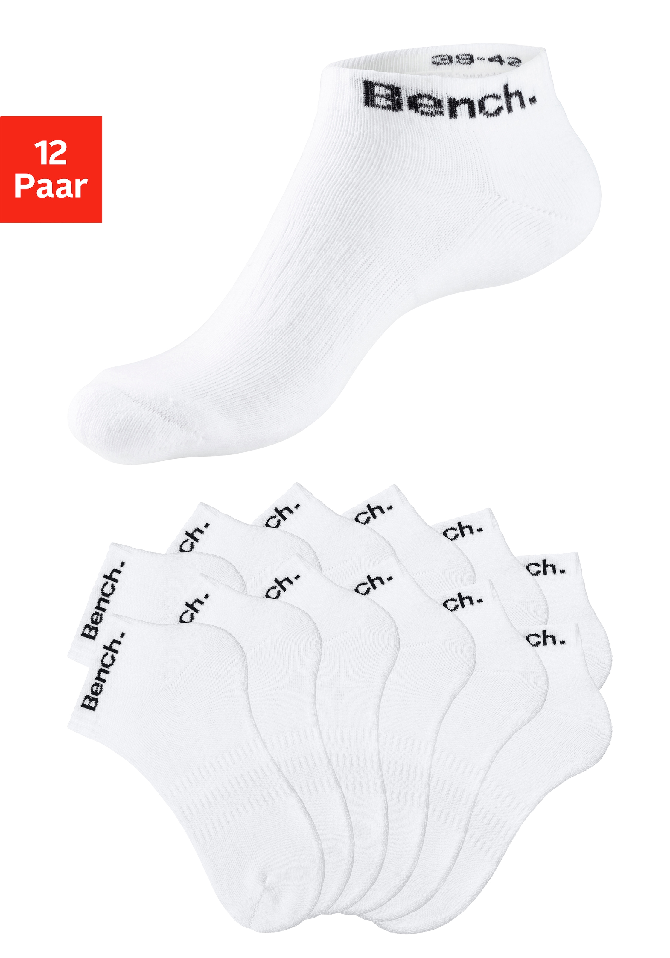 Bench. Sportsocken Packung, 12 Paar tlg. Tennis Kurzsocken mit Halbfussfrottee