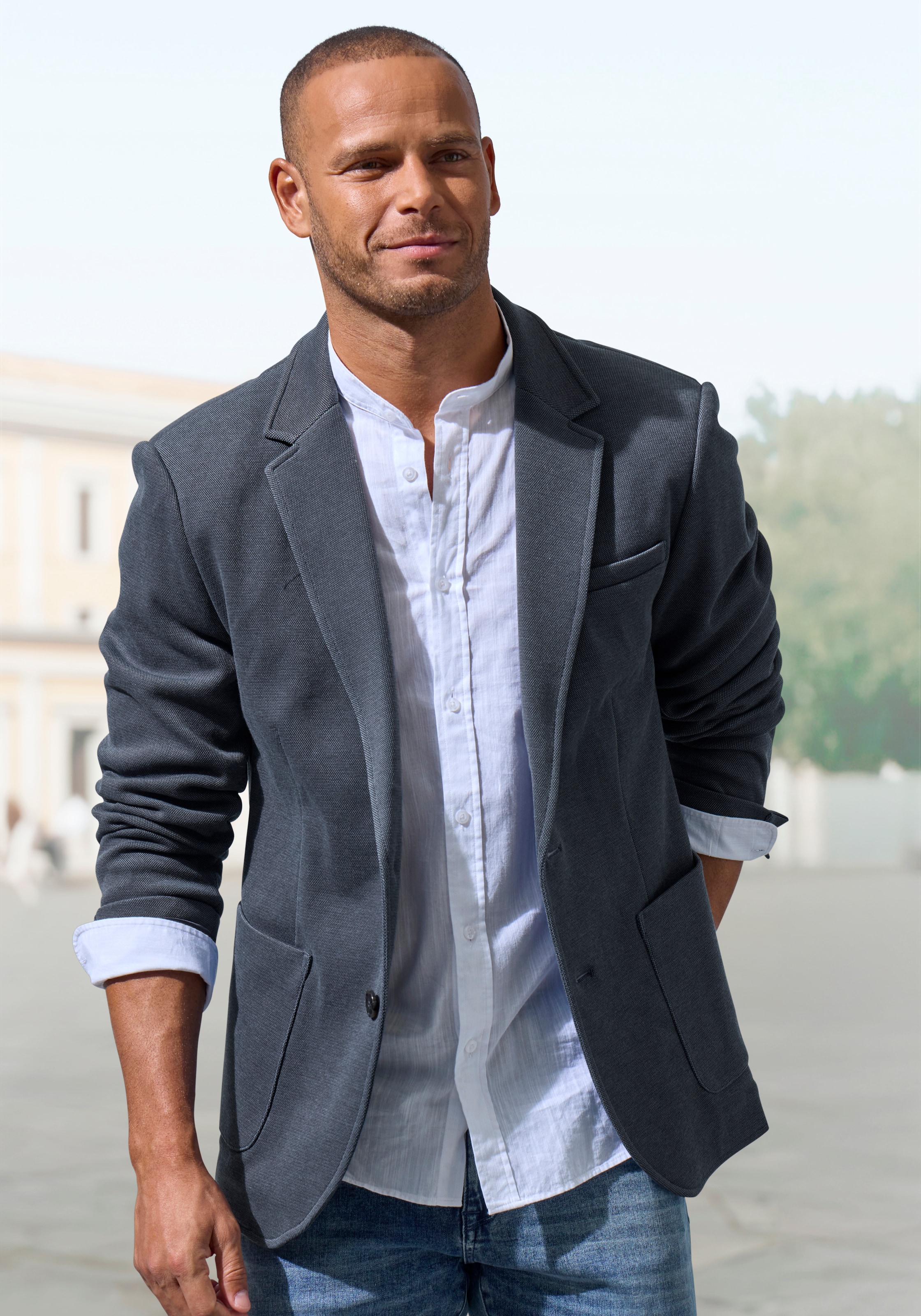 John Devin Veste »aus elastischer Jersey Pikee-Qualität« veste stretch décontractée avec motif discret