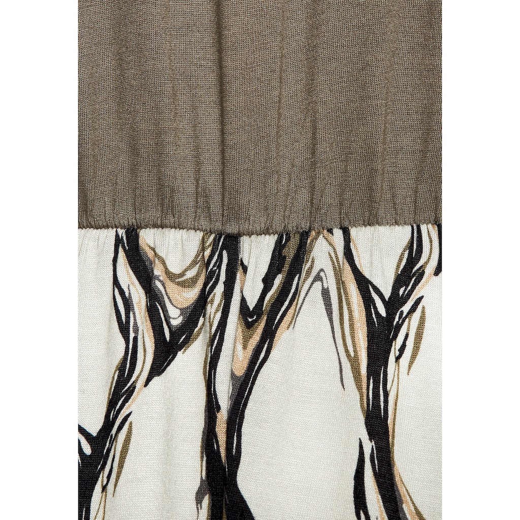 LASCANA Jerseykleid, mit Cut-Out, Shirtkleid Damen, weite Ärmel, Alloverprint