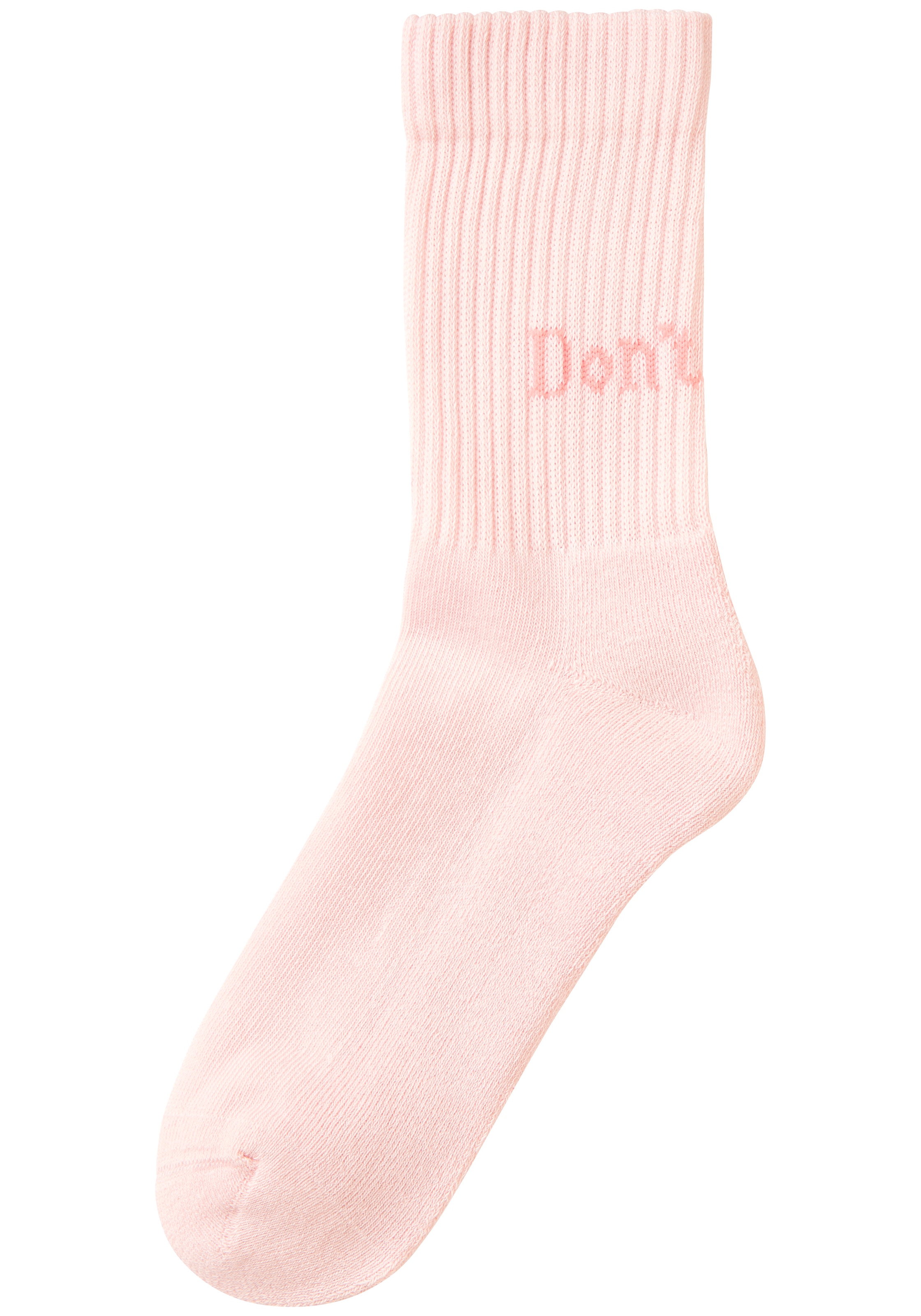 H.I.S Chaussettes de tennis »Damen Sportsocken daily socks« Paquet, 7 Couple tlg. avec du molleton bouclé au pied et des inscriptions attrayantes