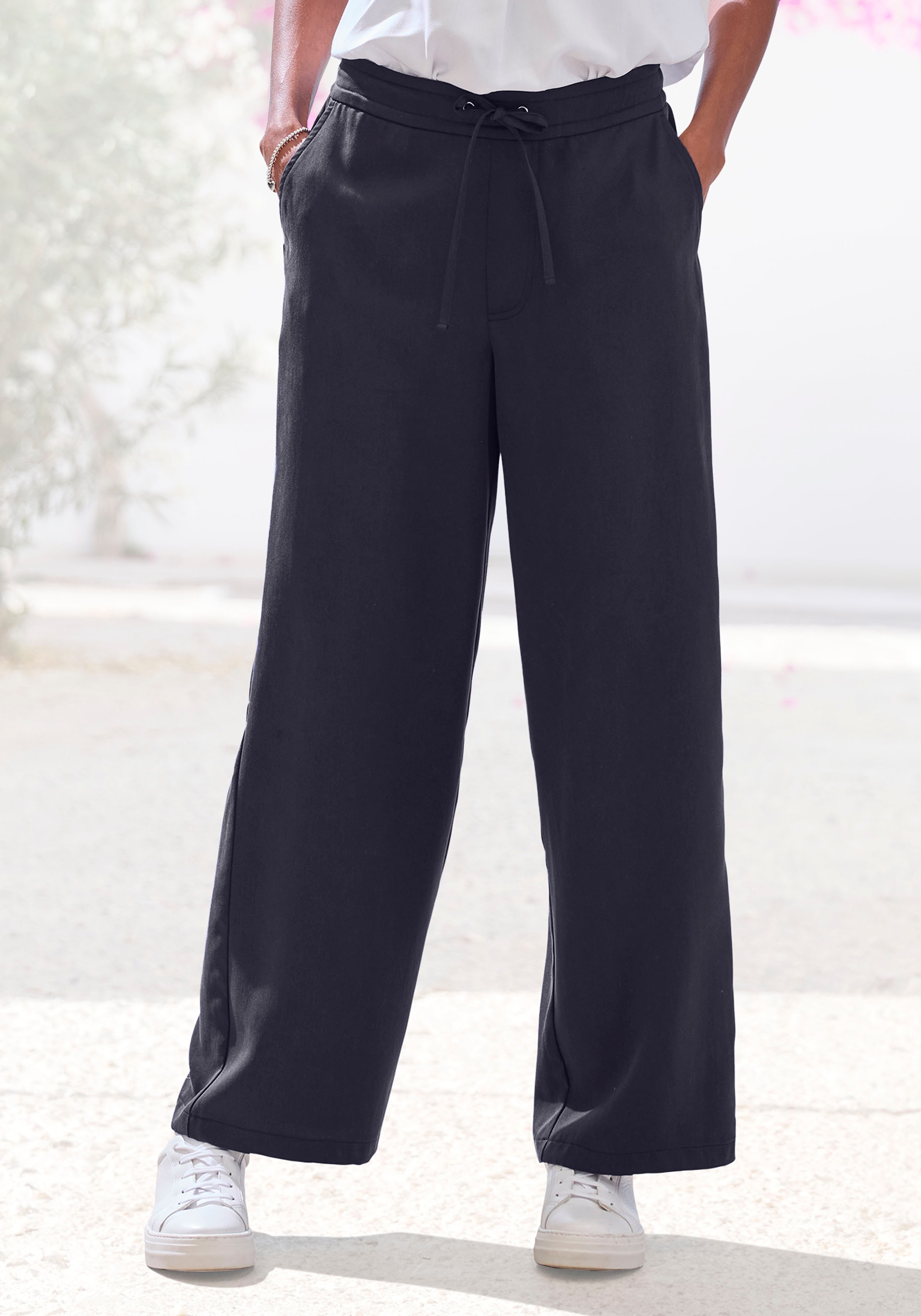 LASCANA Schlupfhose mit Bindeband, Palazzohose aus Lyocell mit Taschen
