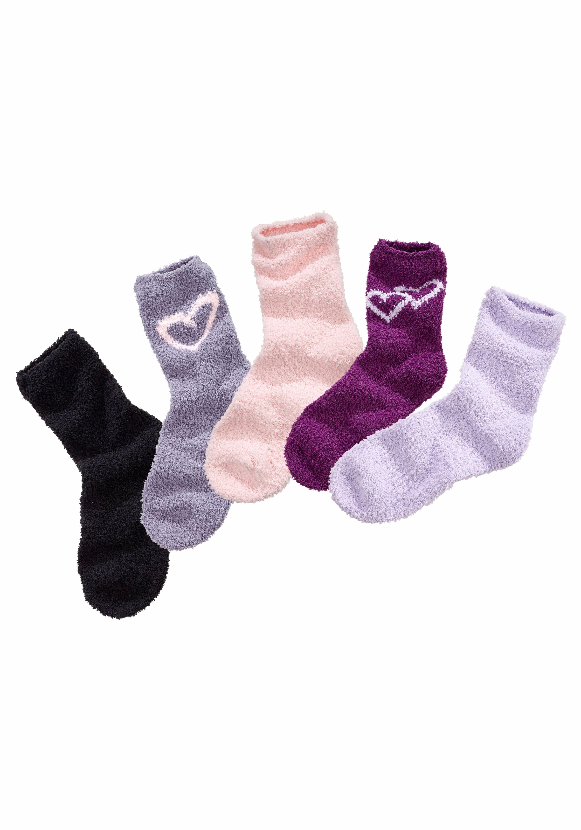 Lavana Kuschelsocken Packung, 5 Stk. tlg. mit Herzen am Bund
