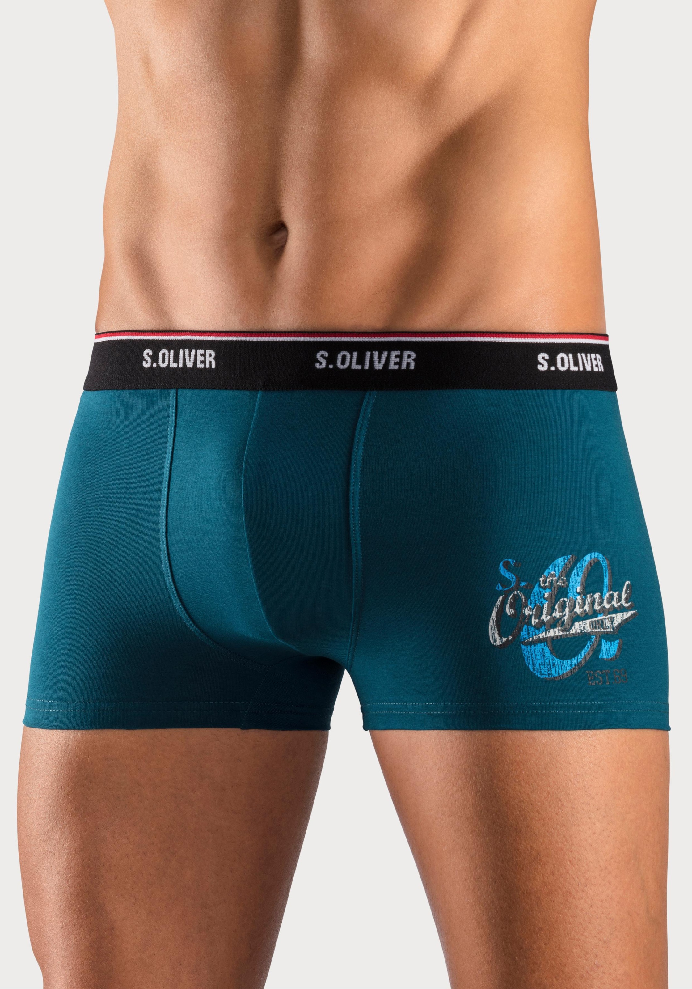 s.Oliver Boxer "Boxershorts für Herren" Packung, 3 Stk. mit Print auf dem Bein