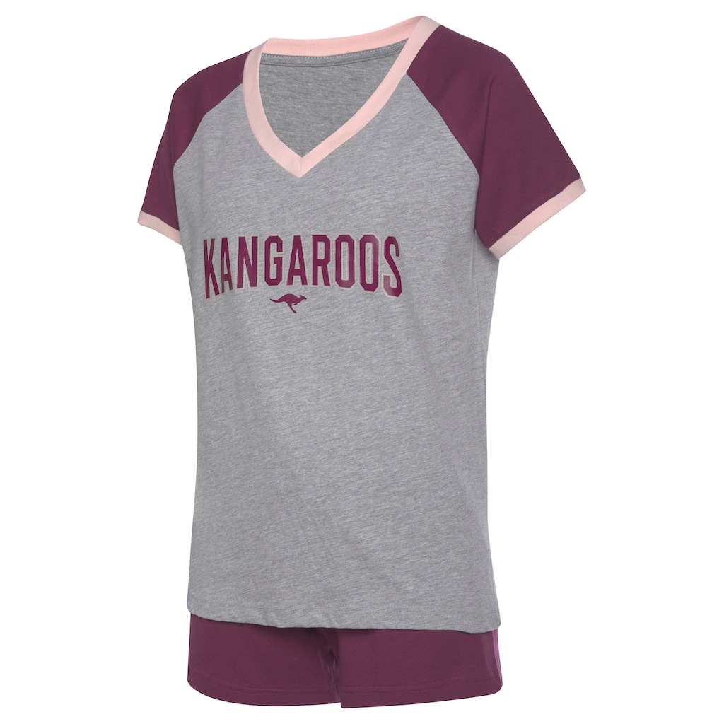 KangaROOS Shorty, (2 tlg.), mit kontrastfarbenen Raglanärmeln