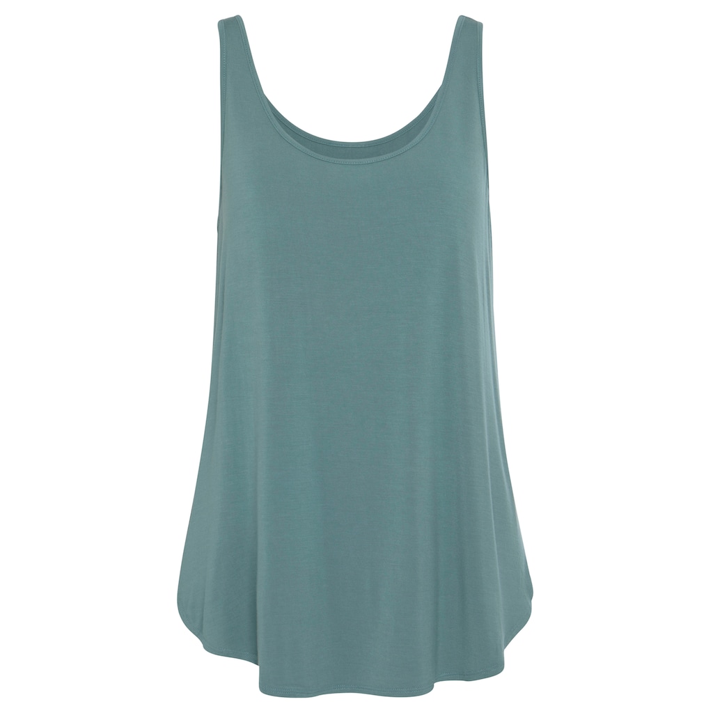 LASCANA Longtop »mit gerundetem Saum«, (2er-Pack), aus weichem Viskose-Stretch