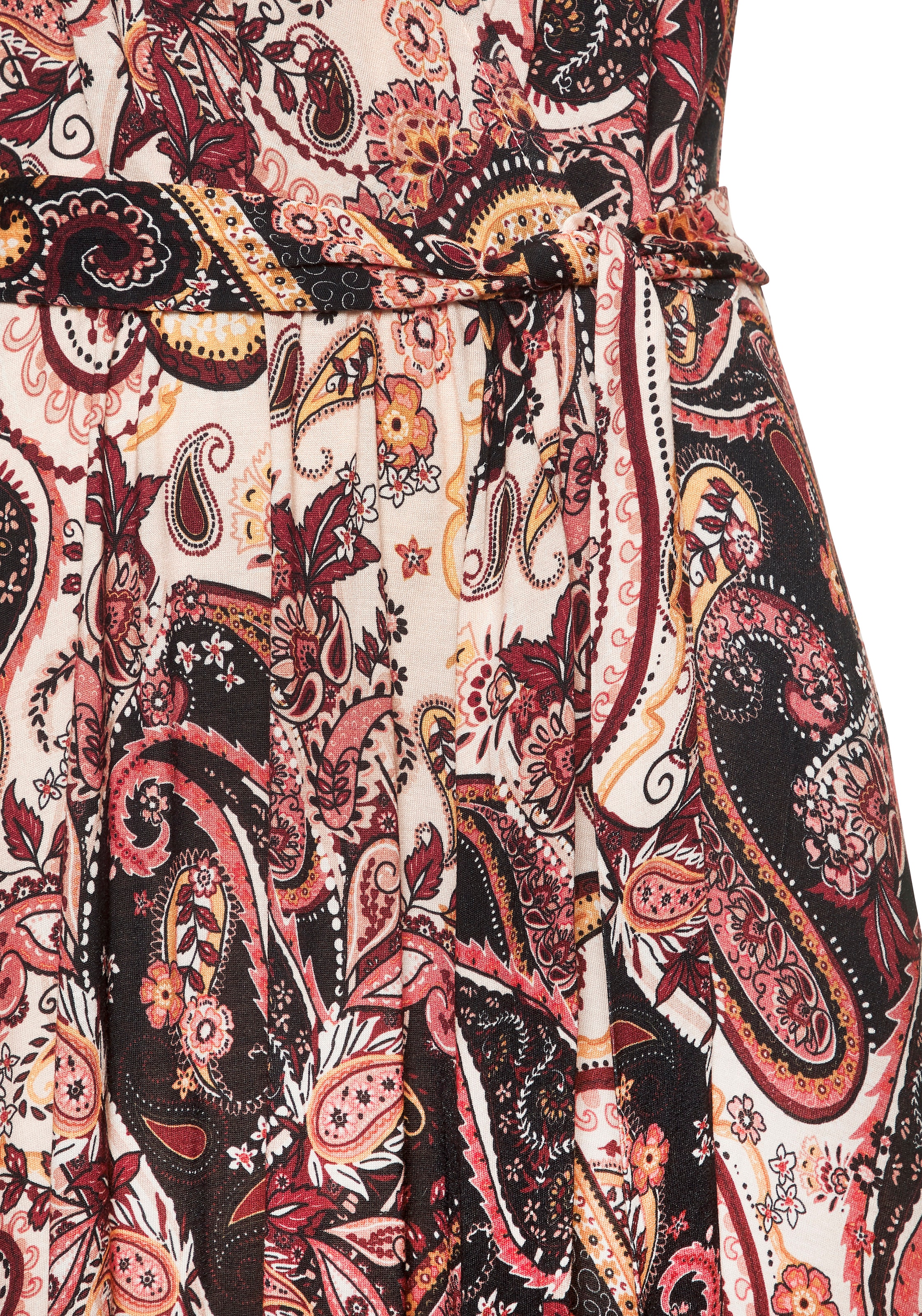 Vivance Maxi robe mit Bindegürtel,  mit Alloverdruck, Sommerkleid mit Taschen, Strandkleid