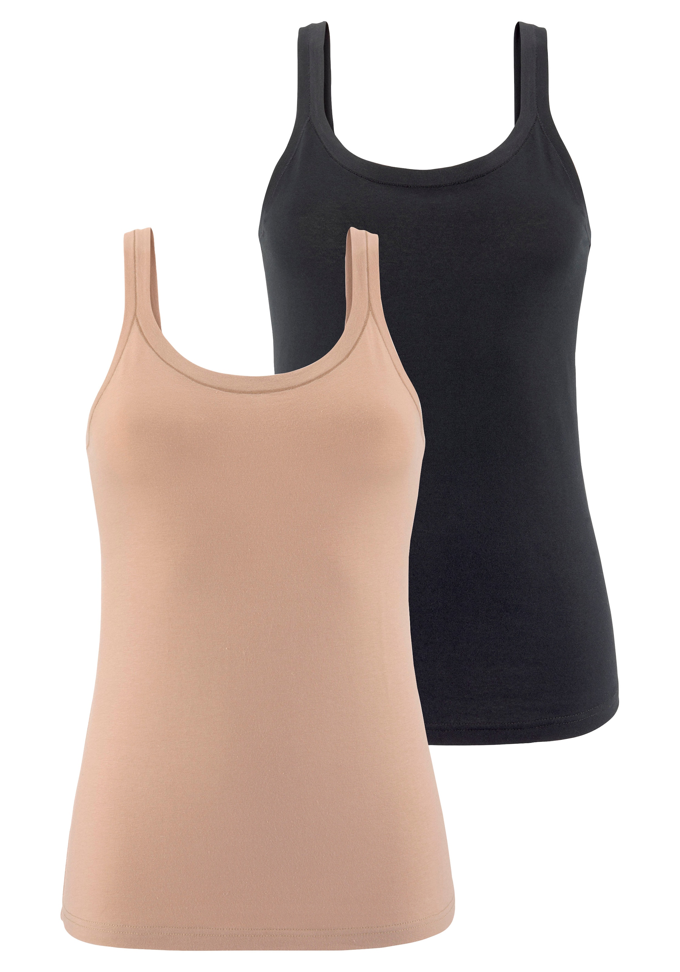 LASCANA Unterhemd Packung, 2 Stk. "Perfect Basics" aus elastischer Baumwolle, Tanktop, Unterziehshirt