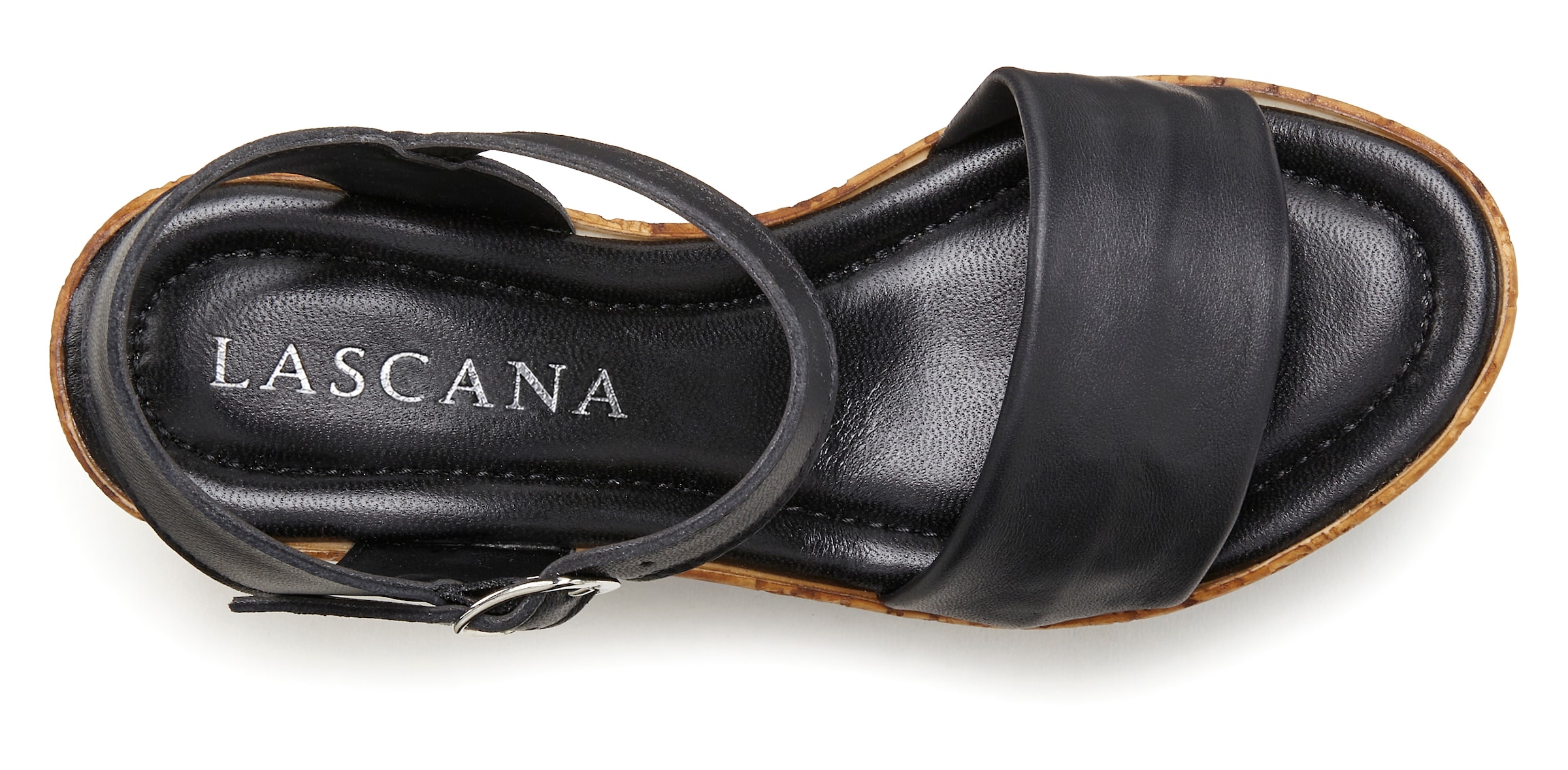 LASCANA Sandales »Sommerschuh, offener Schuh, Sandale, Keilsandalette,«  NEU aus Leder mit Keilabsatz