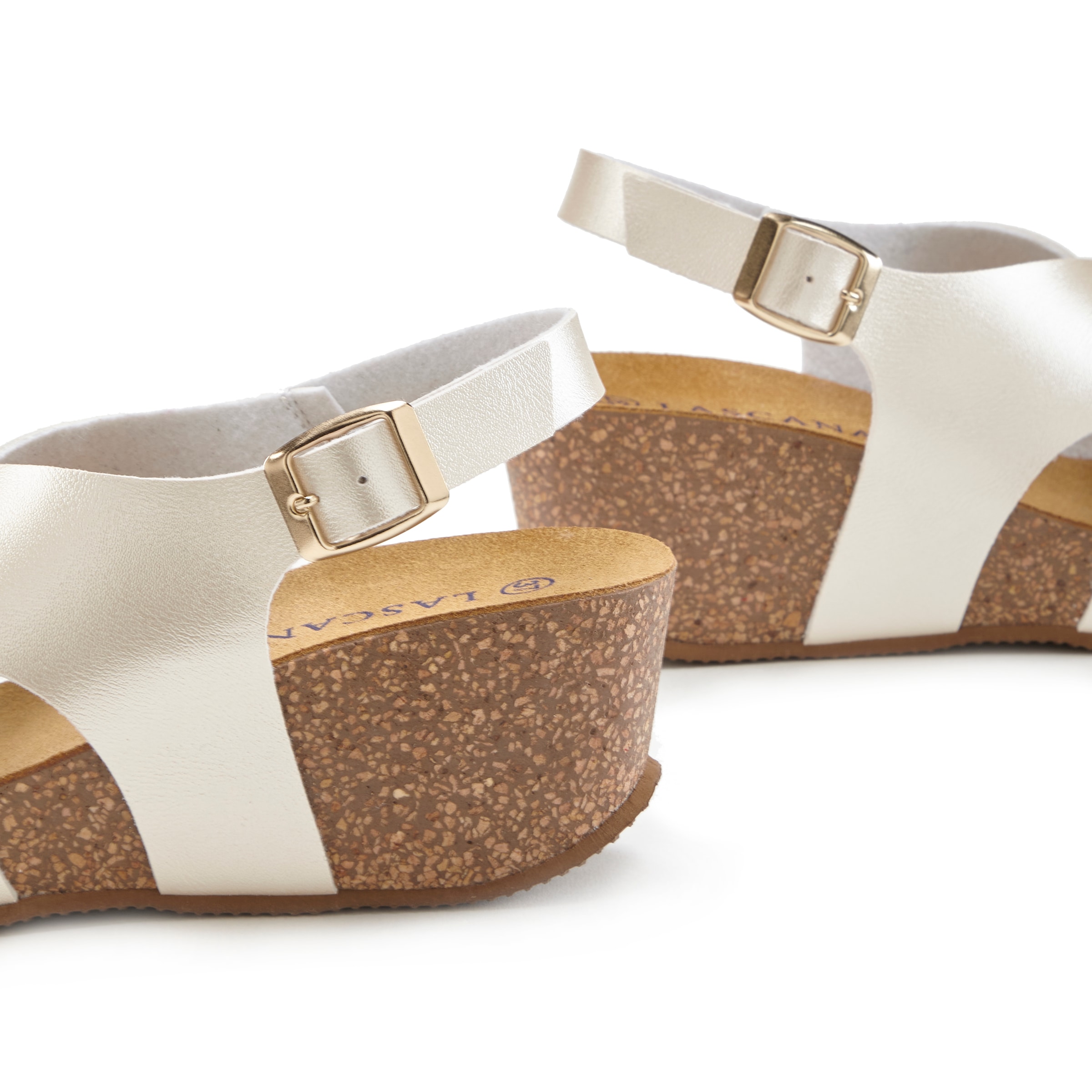 LASCANA Sandalette »Sommerschuh«, Sommerschuh mit Keilabsatz und Korkfussbett