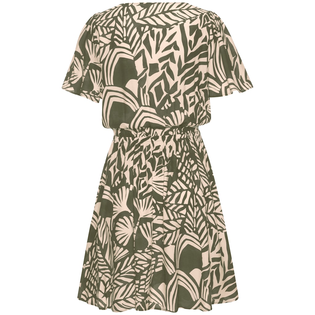 LASCANA Sommerkleid, mit Alloverprint, Flügelärmel, Sommerkleid, Webware