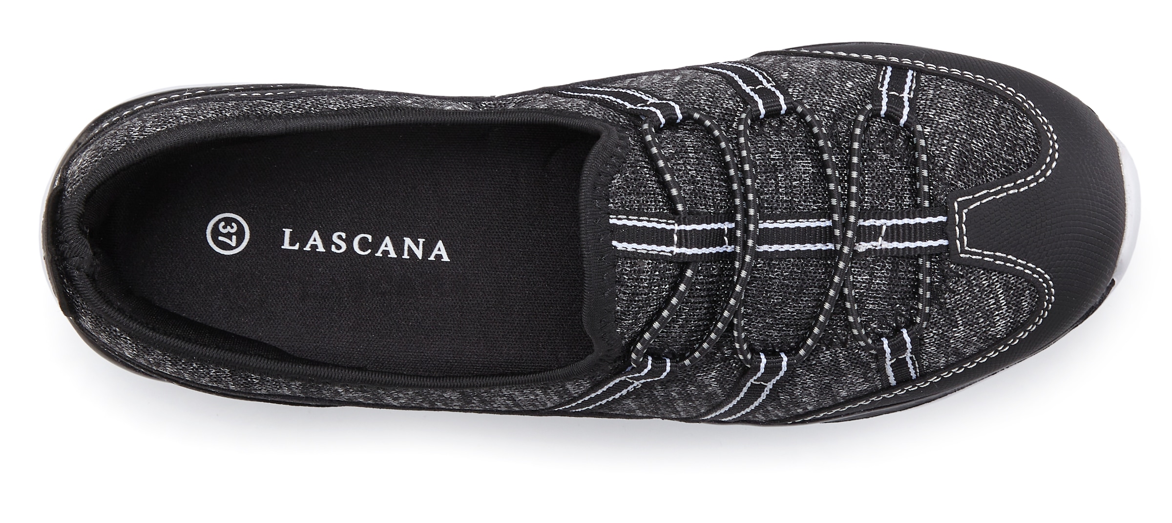LASCANA Sneaker »Halbschuh, Freizeitschuh, Slipper,«, zum Reinschlüpfen mit elastischen Schnürbändern VEGAN