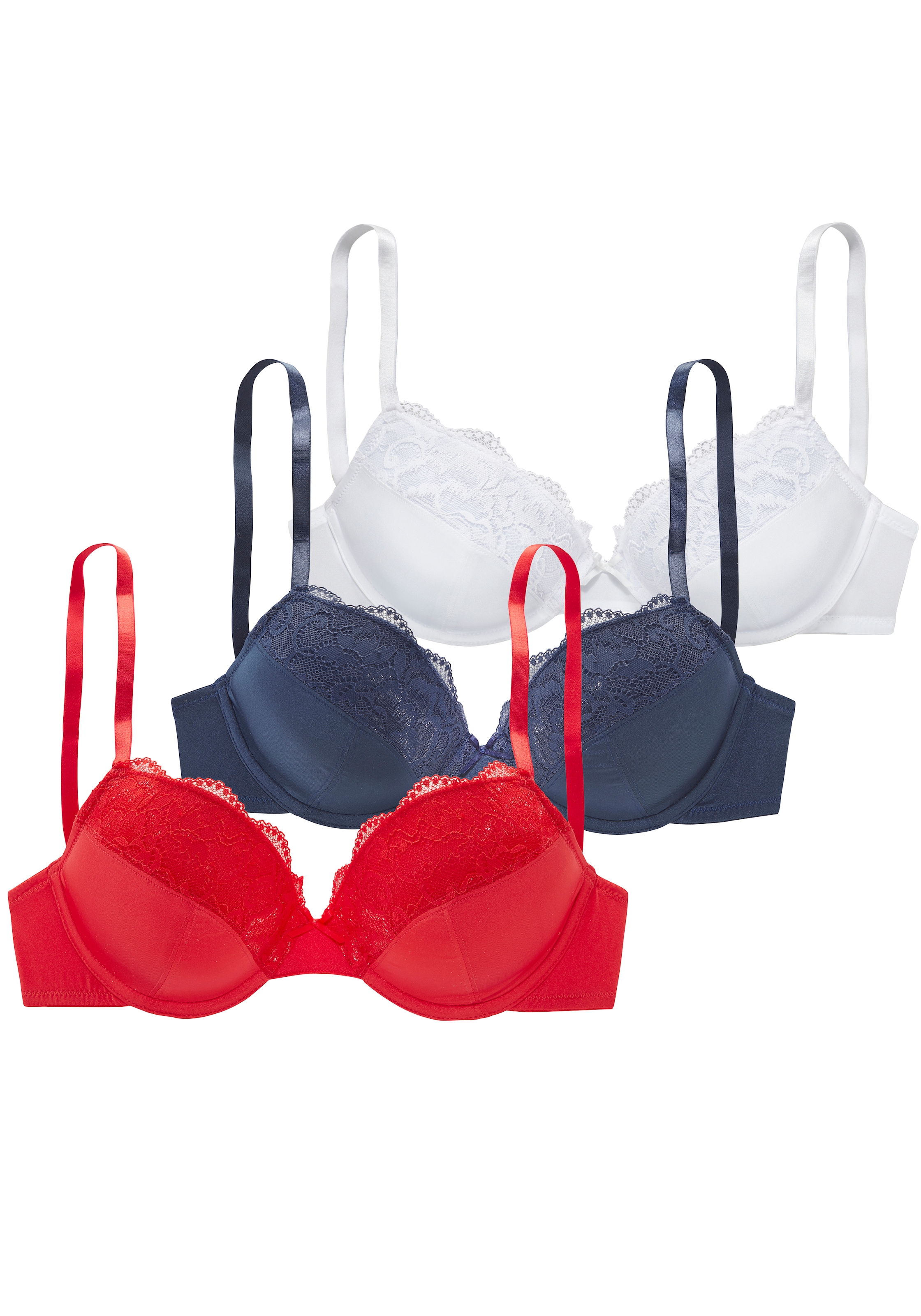 petite fleur Push-up-BH Packung, 3 Stück,  mit Bügel & herausnehmbaren Kissen