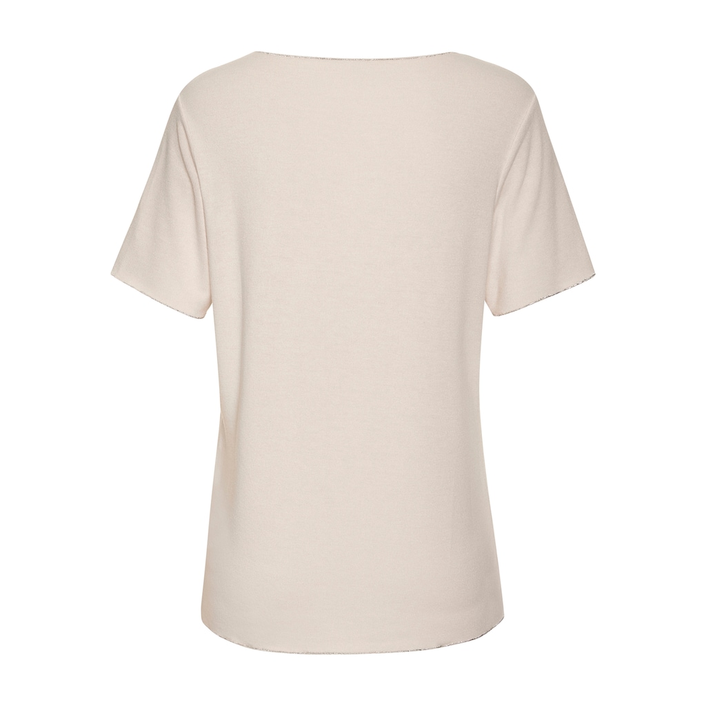 LASCANA Rundhalsshirt »mit feiner Glitzereinfassung«, aus weichem Viskose-Feinstrick