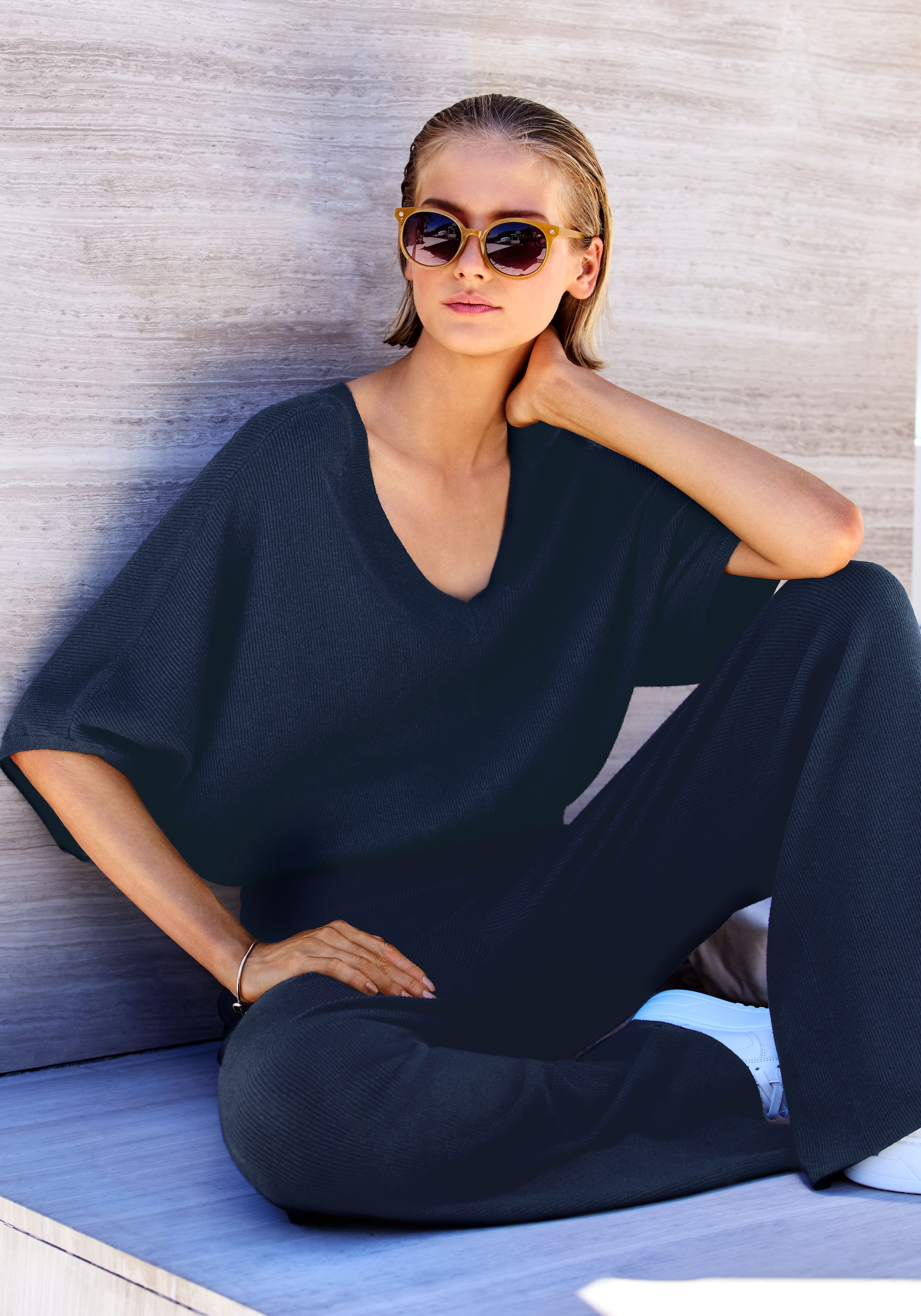 Copenhagen Studios Strickhose, aus hochwertigem Rippstrick, Loungewear