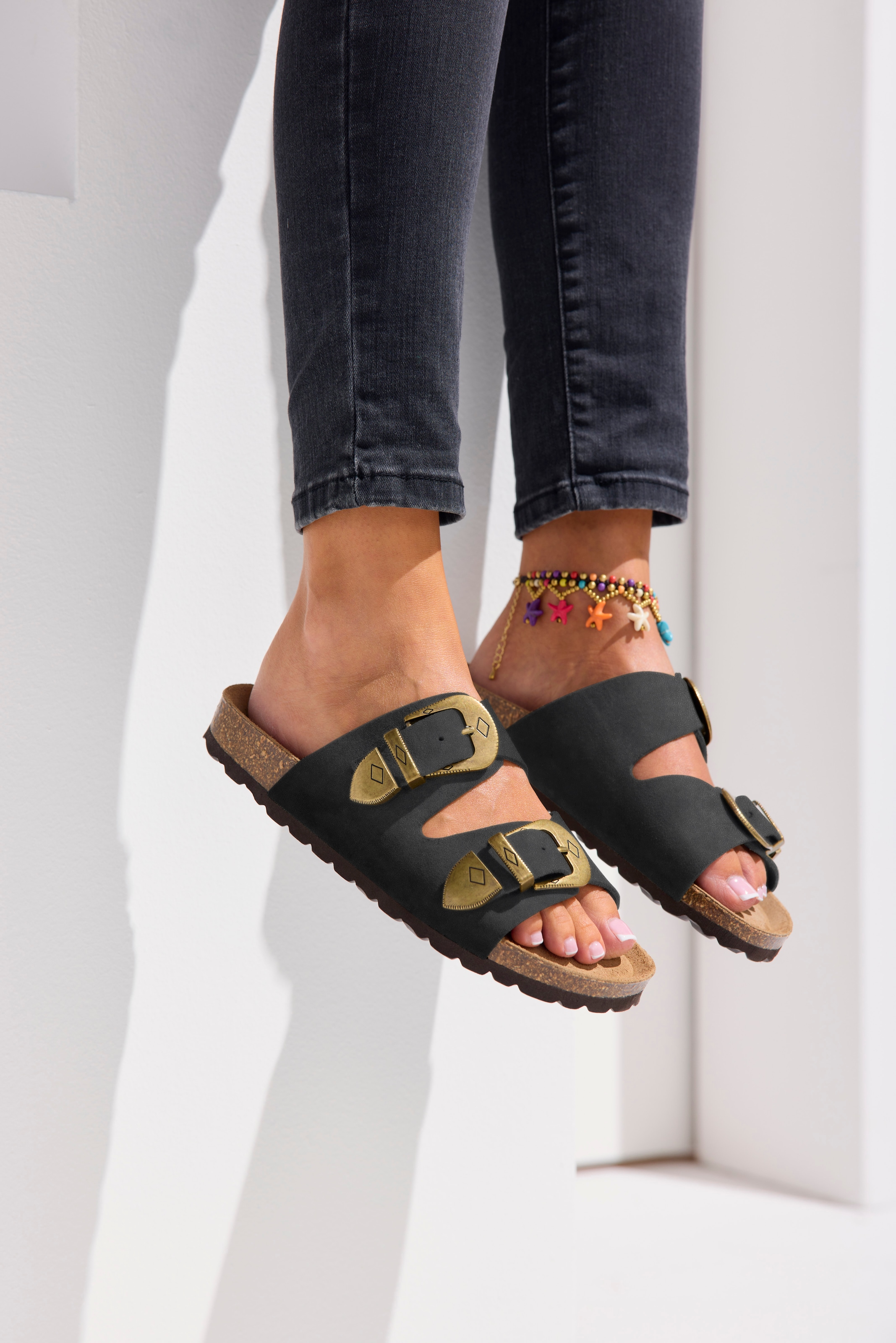 French Connection Pantolette »Mule, Sandale, offener Schuh, Sommerschuhe, Sandale, Lederpantolette«  NEU aus hochwertigem Leder mit weichem Korkfussbett