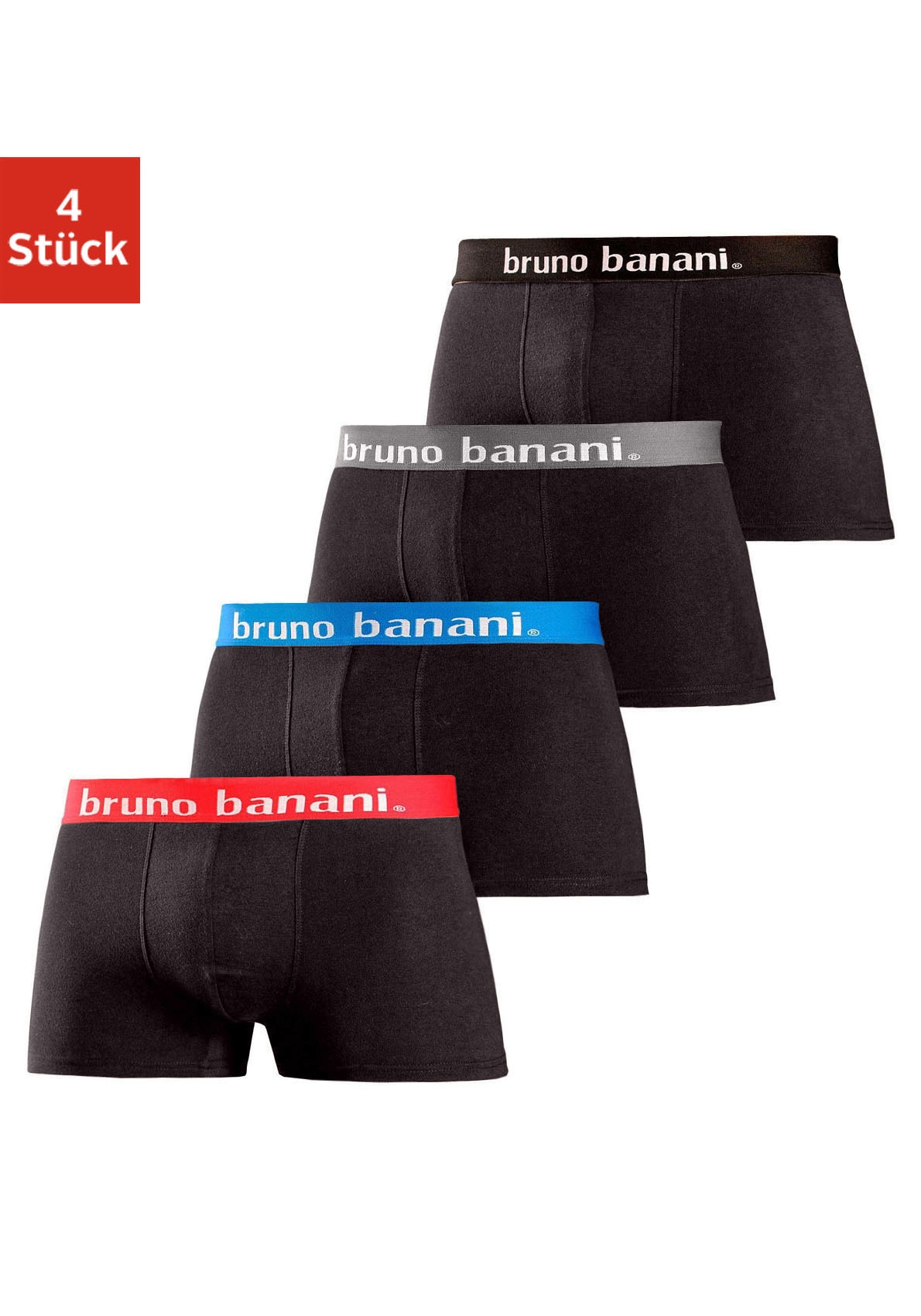 Bruno Banani Boxer »Boxershorts für Herren« Packung, 4 Stk. mit Kontrast-Webbund