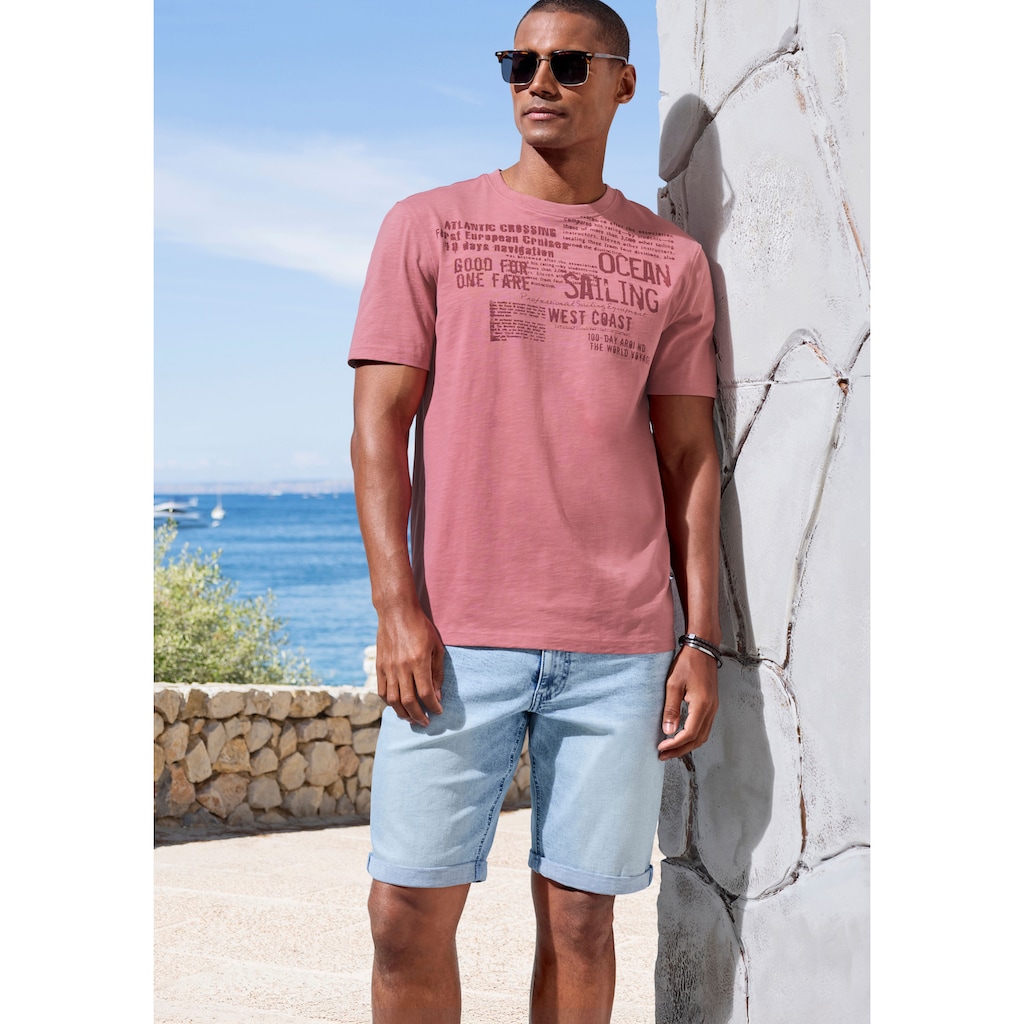 John Devin T-Shirt »mit Print«, Regular-Fit, aus Slub-Qualität, mit Print