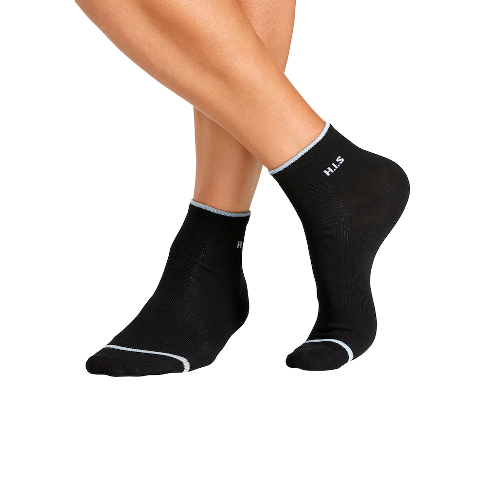 H.I.S Kurzsocken, (Packung, 7 Paar), mit farbigen Bündchen