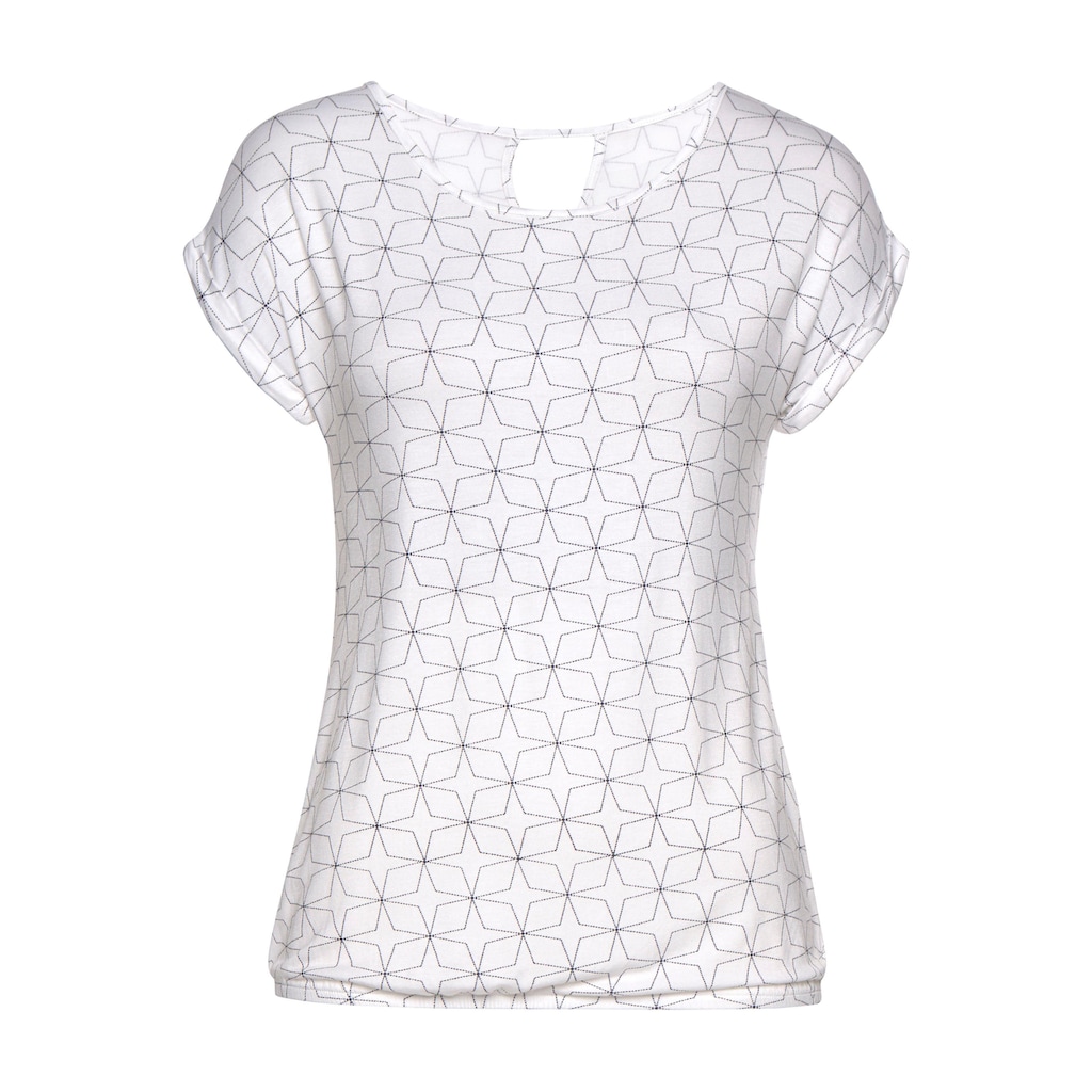 LASCANA T-Shirt, (2er-Pack), mit kleinem Cut-Out im Nacken