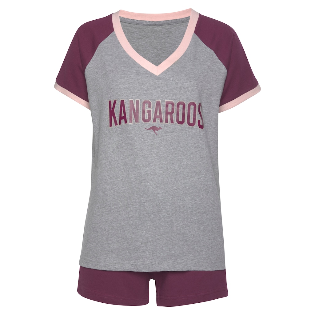 KangaROOS Shorty, (2 tlg.), mit kontrastfarbenen Raglanärmeln