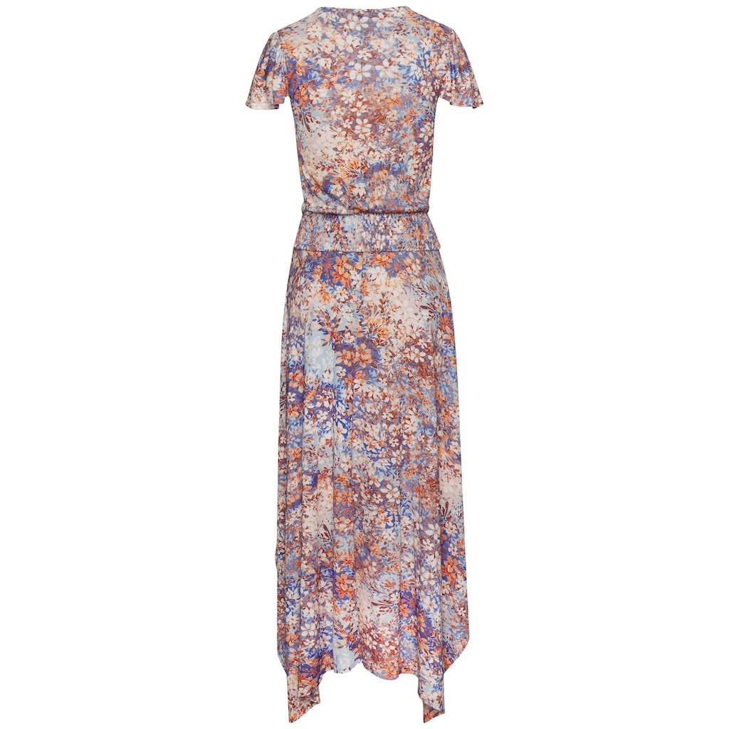 Buffalo Maxikleid, mit asymmetrisch fallendem Saum, Sommerkleid mit Alloverprint