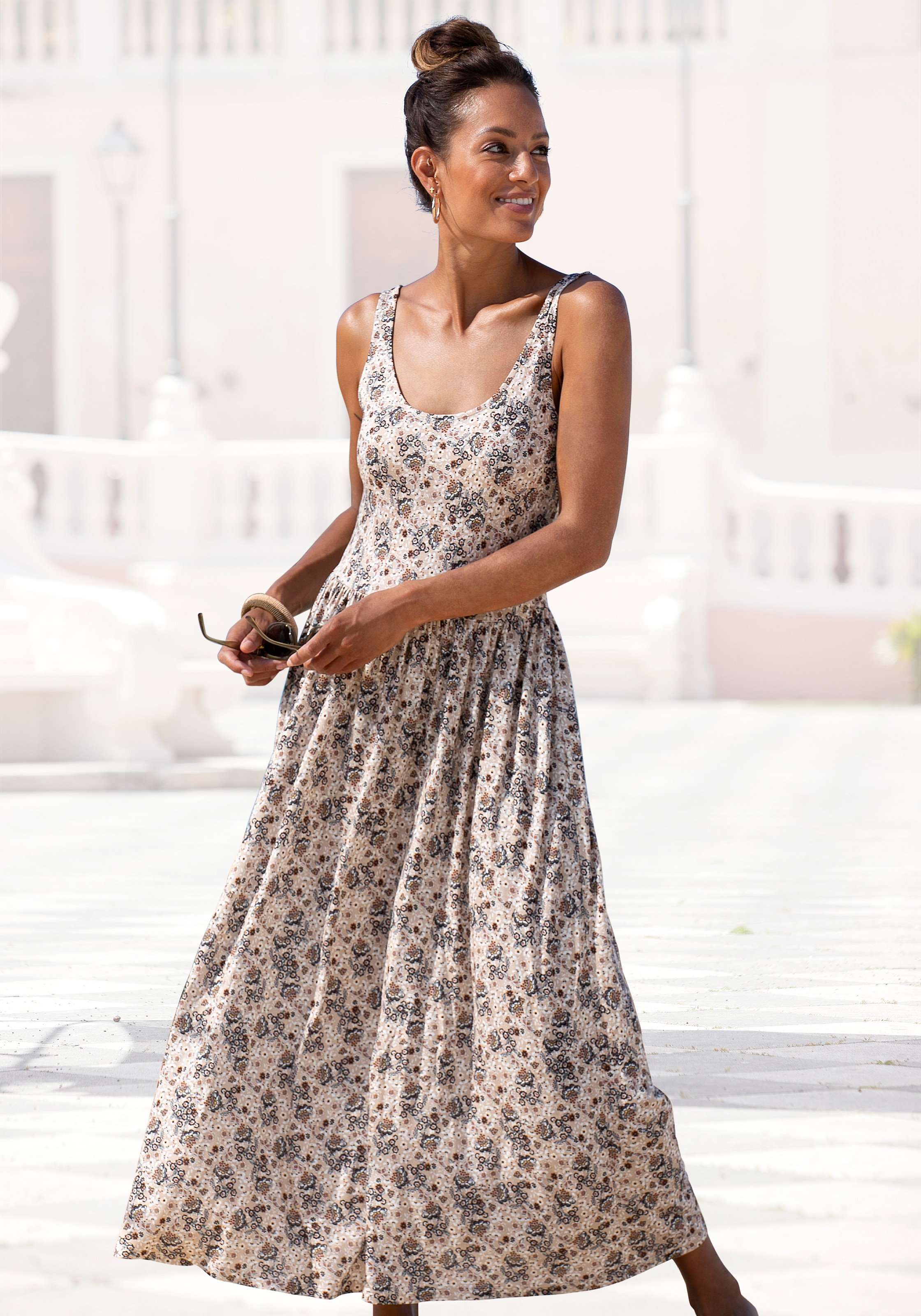 Vivance Robe midi »mit Blümchendruck aus Viskosejersey« robe d'été aérée, robe de plage, robe fleurie, robe en viscose