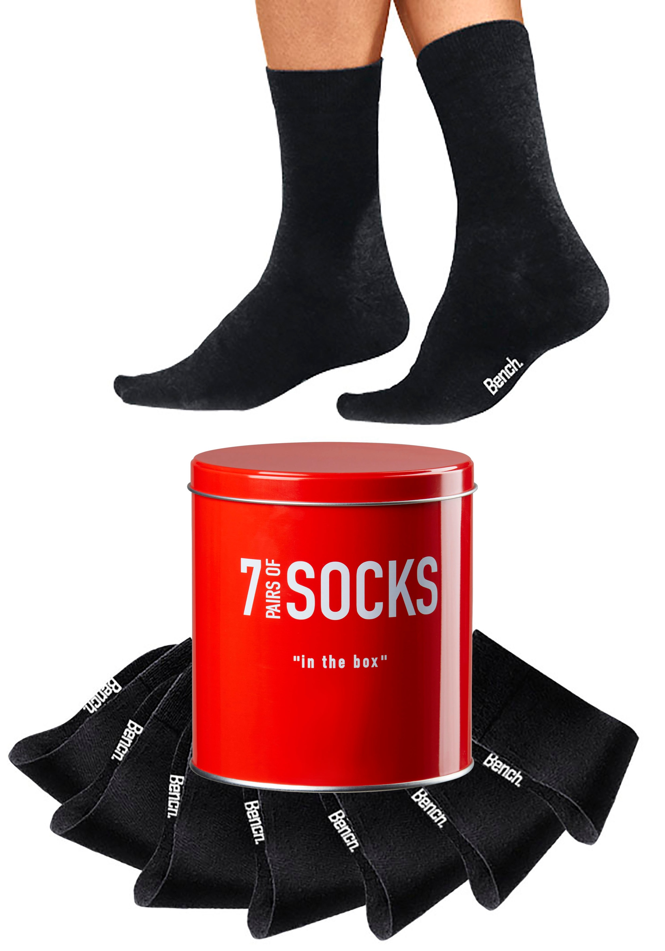 Bench. Businesssocken "Damen und Herren Unisex Basic für Sport und Freizeit" Packung, 7 Stk. tlg. in der praktischen Dose
