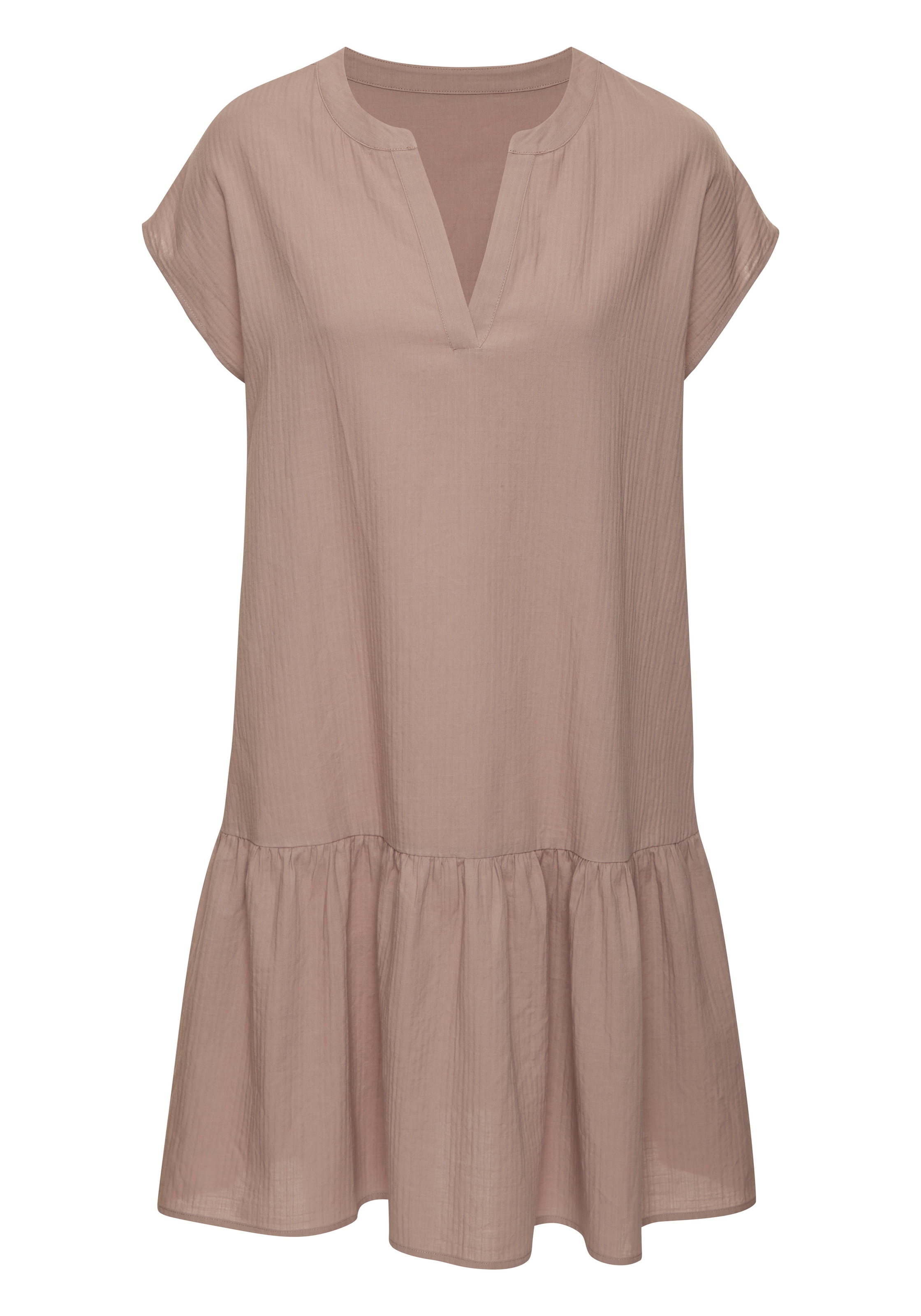 Vivance Blusenkleid »aus strukturierter Ware mit Volant« Ohne Taschen lockeres Tunikakleid, Sommerkleid, Strandkleid, Basic