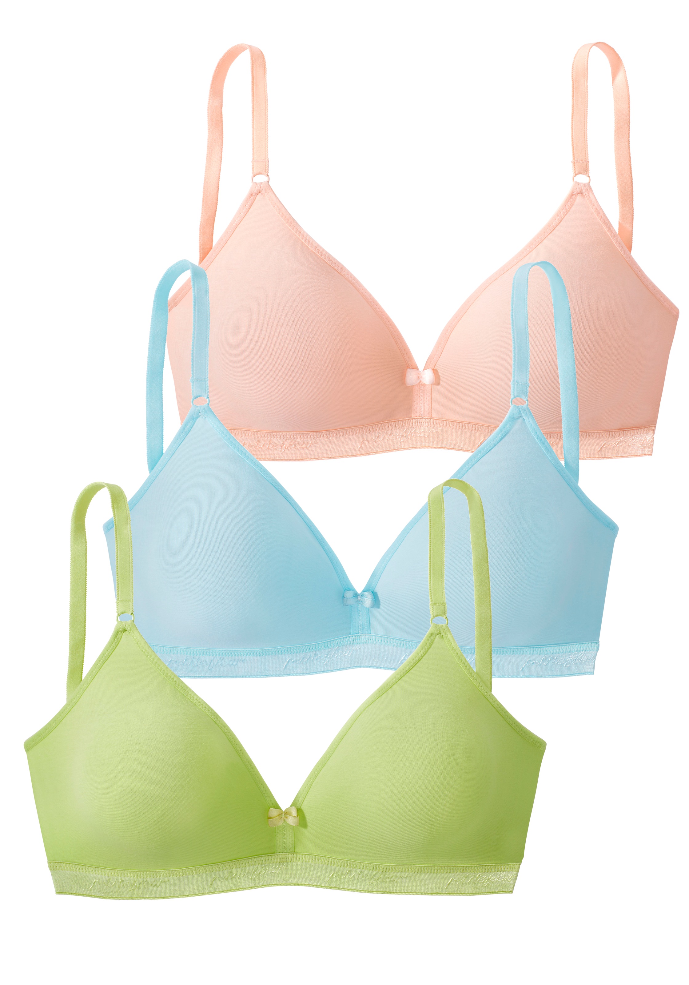 petite fleur by Lascana Bralette-BH Packung, 3 Stück, ohne Bügel aus Baumwolle, Basic, bequemer BH