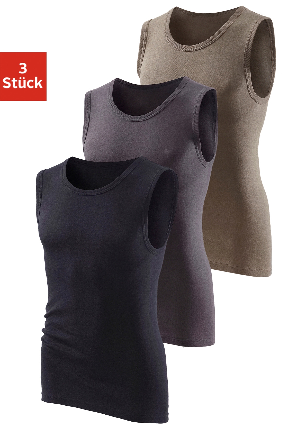 H.I.S Muscleshirt Packung, 3 Stk. aus weicher Feinripp-Qualität