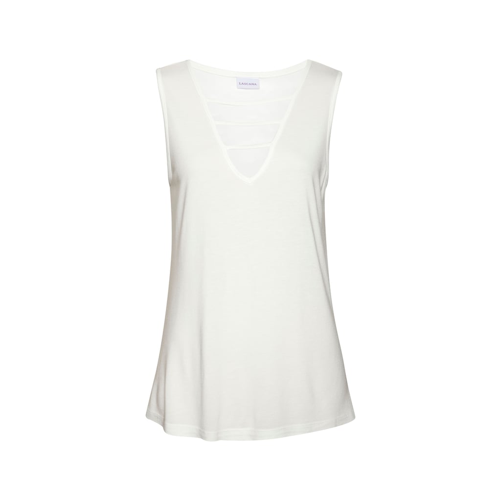 LASCANA Tanktop, mit Zierbändern, Jerseytop, modisches Damentop