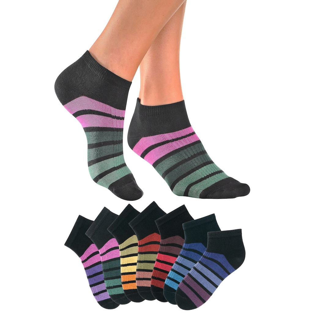 H.I.S Sneakersocken, (Packung, 7 Paar), mit bunten Ringeln