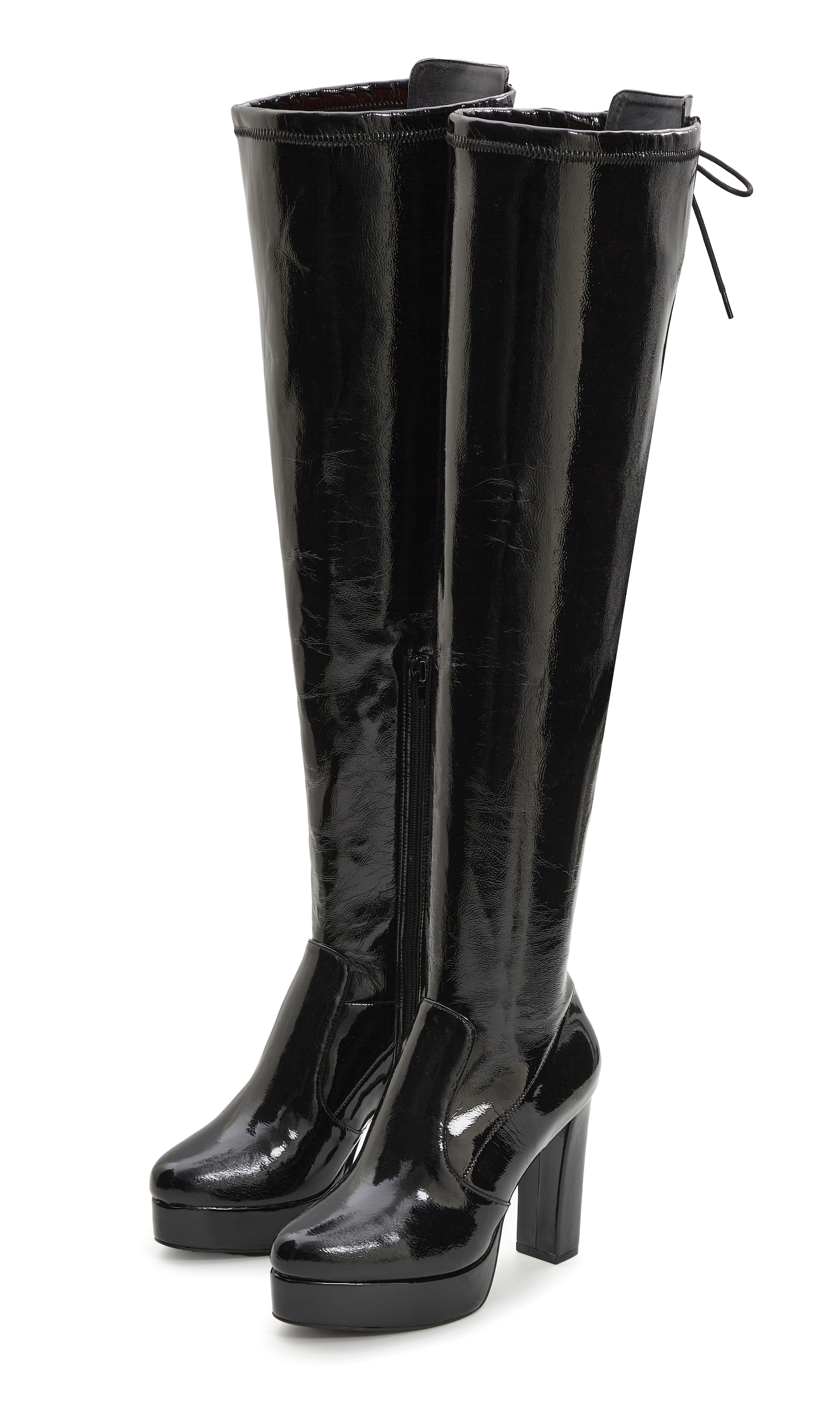 LASCANA Belle Affaire Bottes cuissardes »High-Heel-Stiefelette mit Plateau,«  in erotischer Lack-Optik