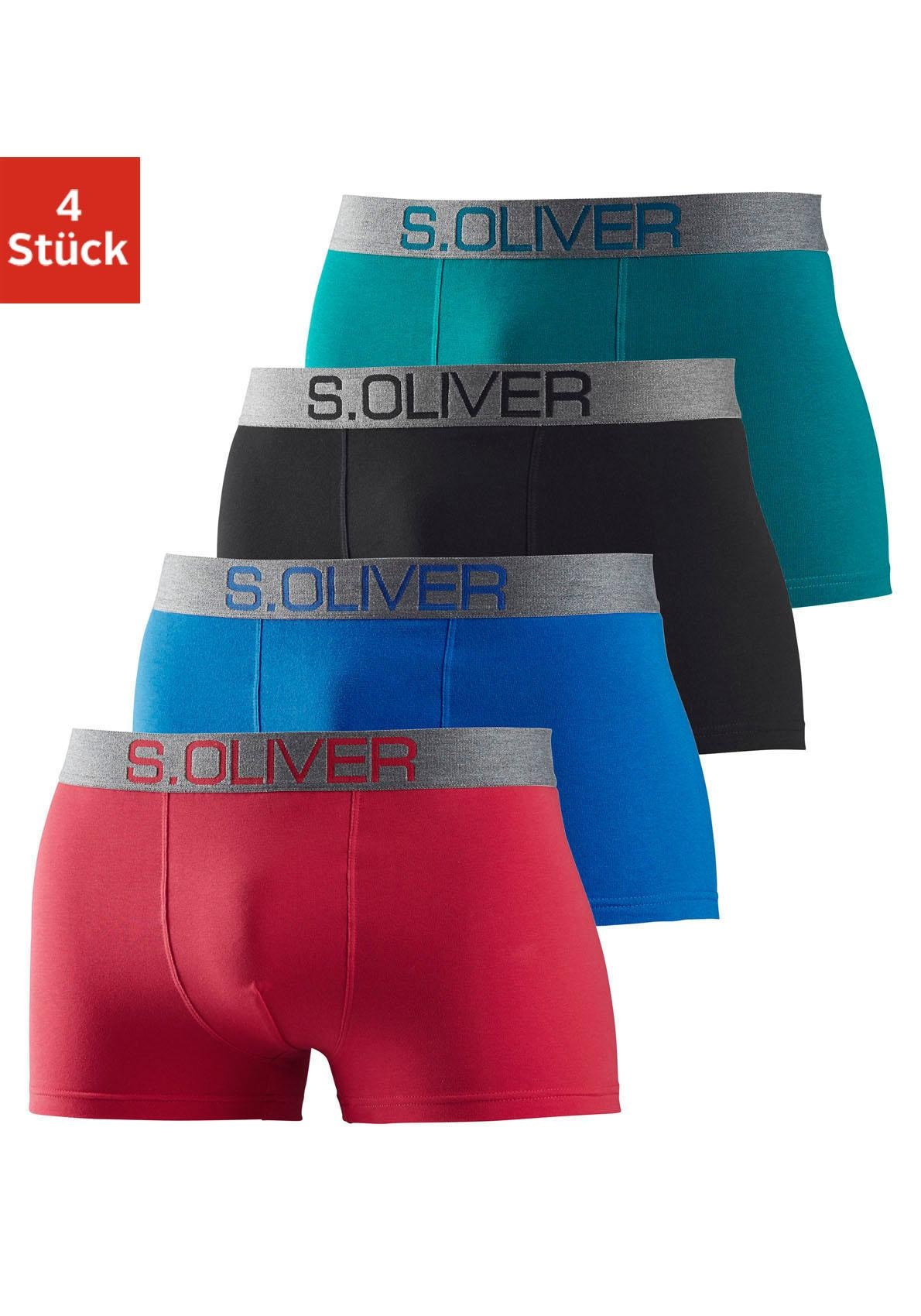 s.Oliver Boxer »Boxershorts für Herren«, (Packung, 4 St.), mit kontrastfarbenem Webbund