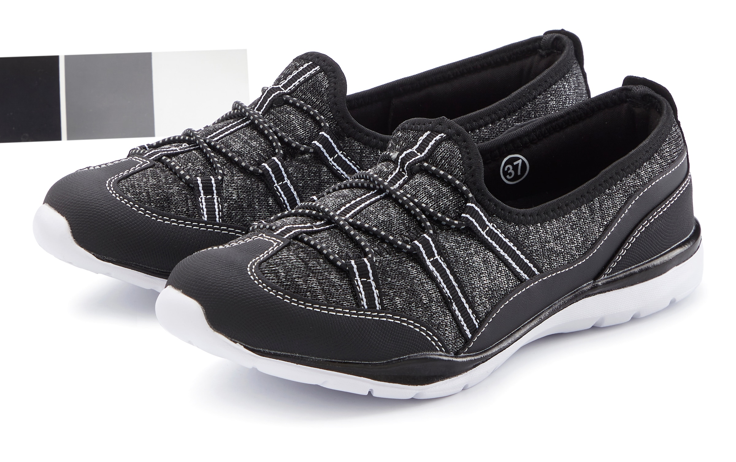 LASCANA Sneaker »Halbschuh, Freizeitschuh, Slipper,«, zum Reinschlüpfen mit elastischen Schnürbändern VEGAN