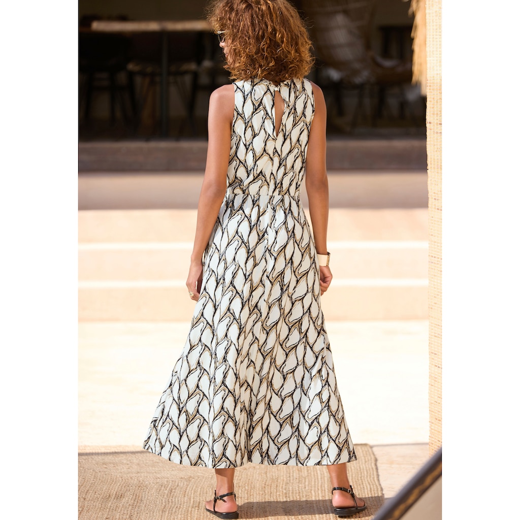 LASCANA Jerseykleid, mit Alloverdruck, Midikleid, hochgeschlossen, sommerlich-elegant