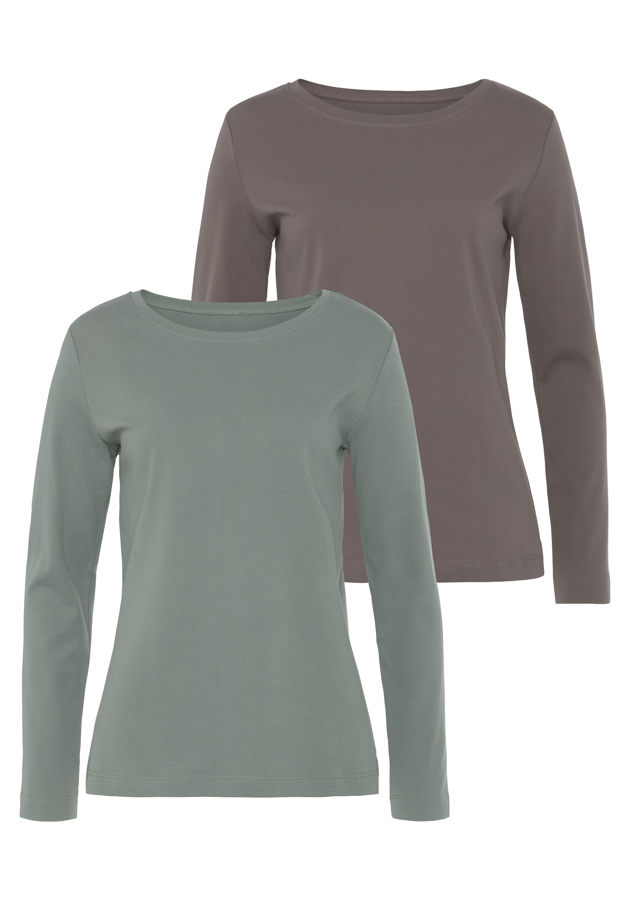 Thumbnail - Vivance Langarmshirt »aus reiner Baumwolle«, (2er-Pack), aus leicht wärmender Interlock-Qualität