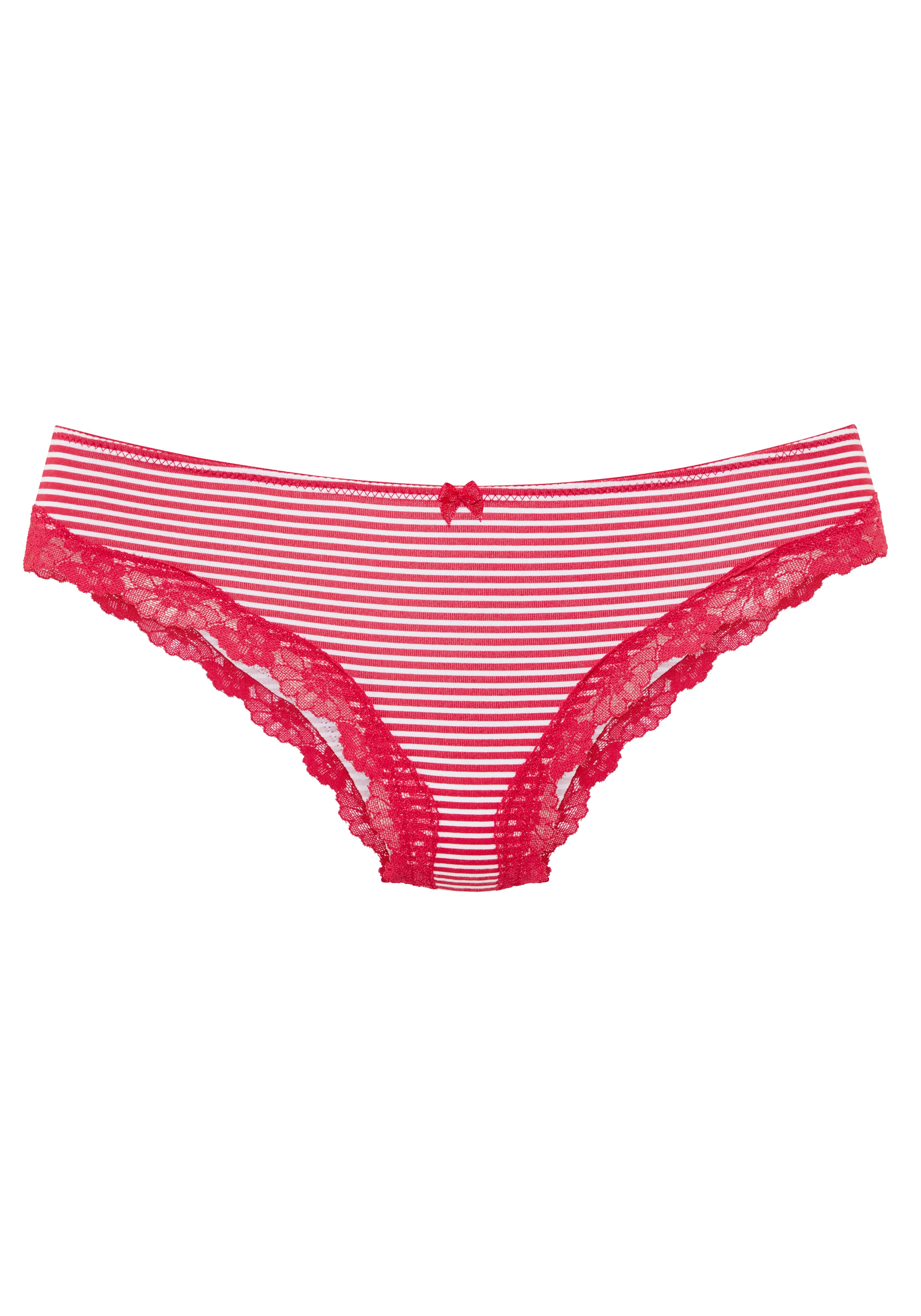 LASCANA Slip brésilien 3er-Pack,  aus elastischer Baumwolle mit zarter Spitze